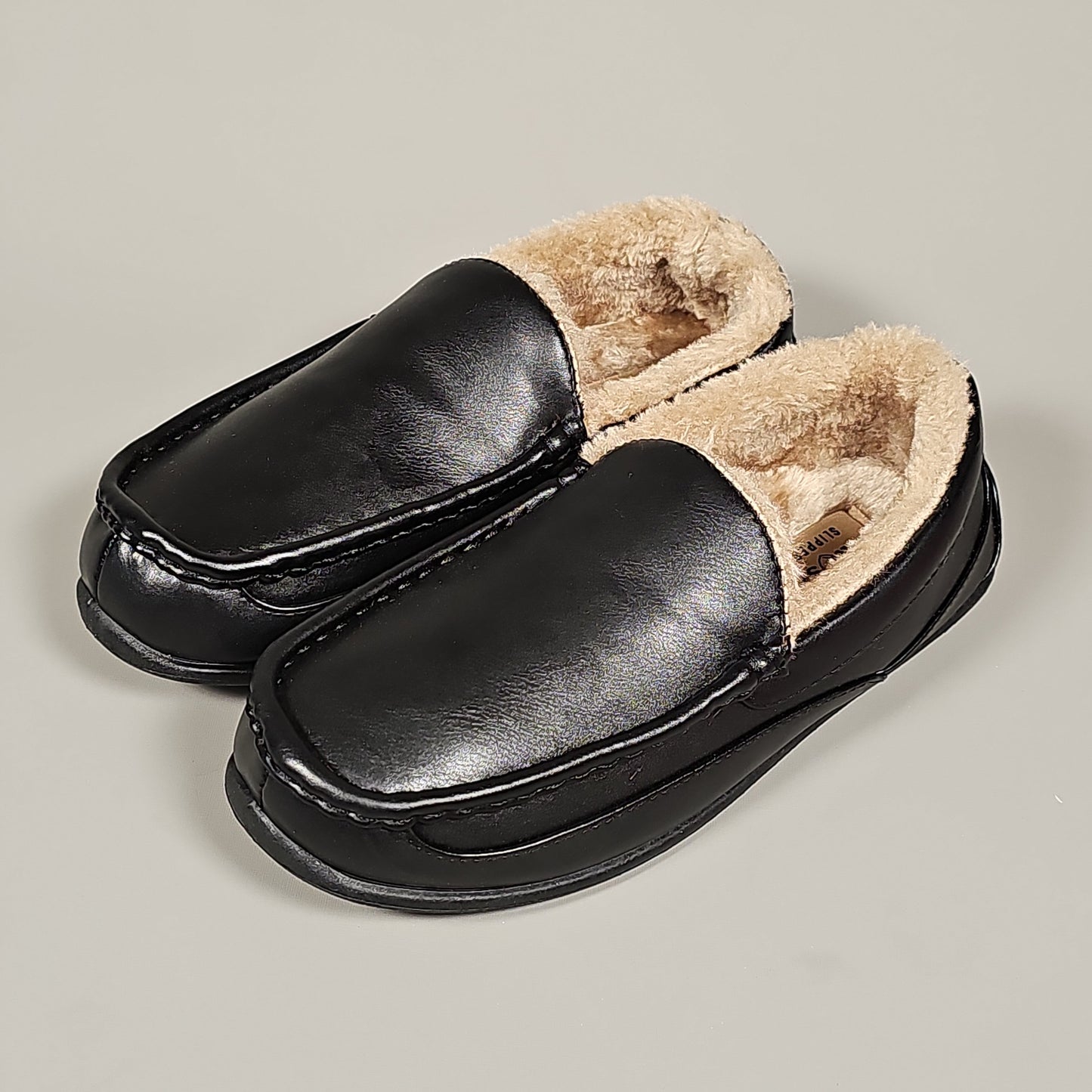 DEER STAGS Spun Unisex Faux Leather Slipper in Black Sz 9 Mens 11 Womens (New)