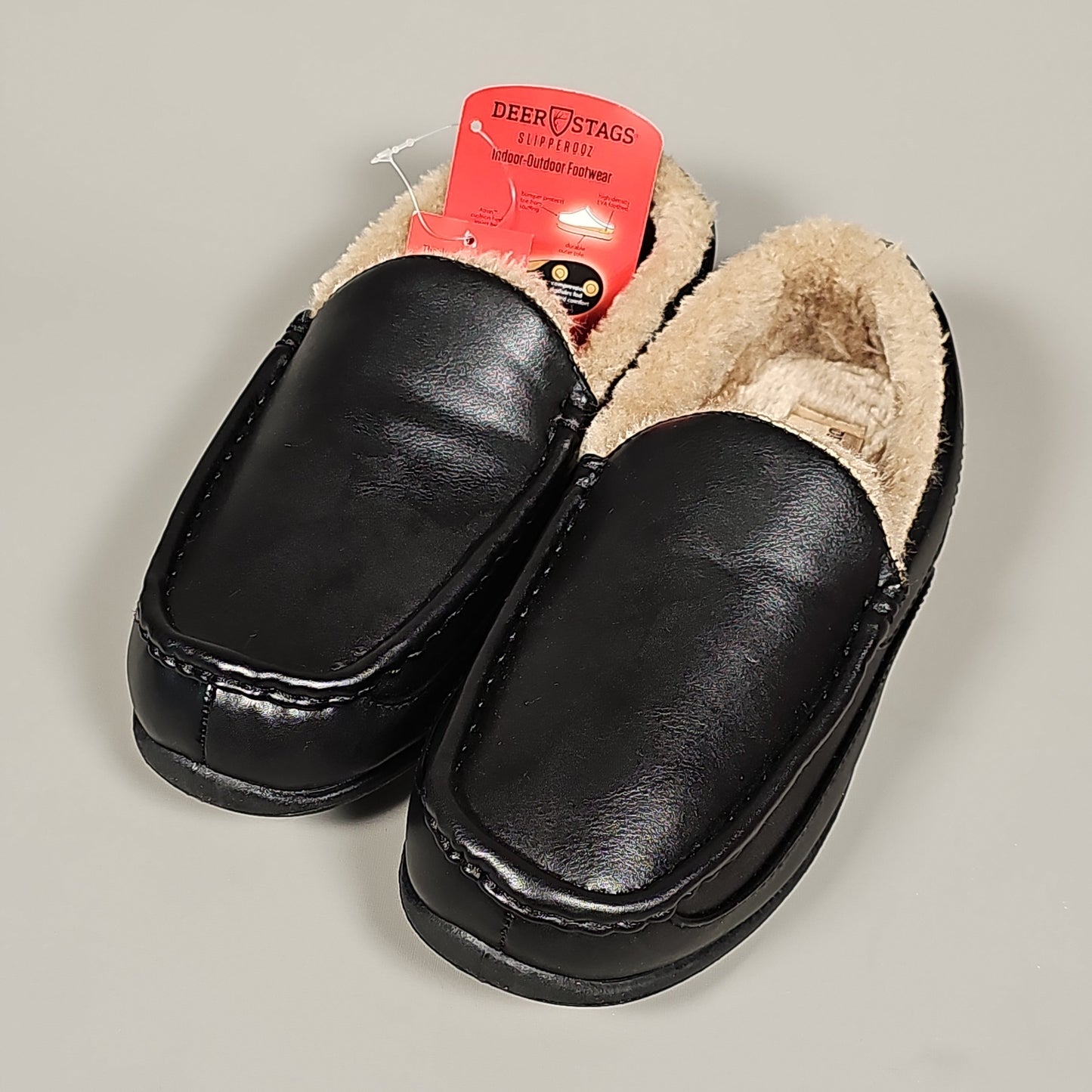 DEER STAGS Spun Unisex Faux Leather Slipper in Black Sz 11 Mens (New)