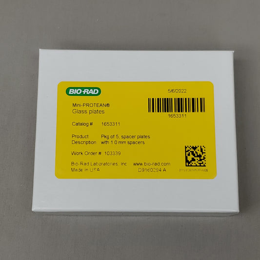 BIO-RAD 1 Box of 5 PCS of Mini-PROTEAN Glass Spacer Plates  W/ 1.0mm Spacers 1653311 (New)