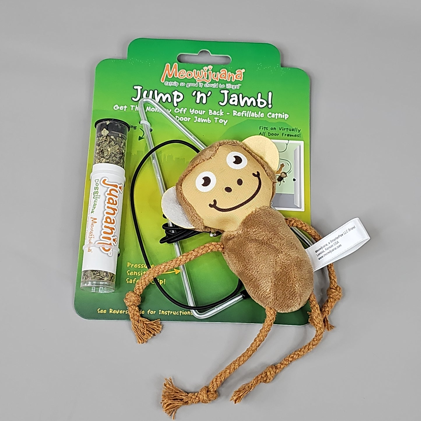 SMARTER PAW Meowijuana Organic Catnip Toy CASE OF 24! Jump 'n' Jamb Monkey Door Jamb Cat Toy (New)