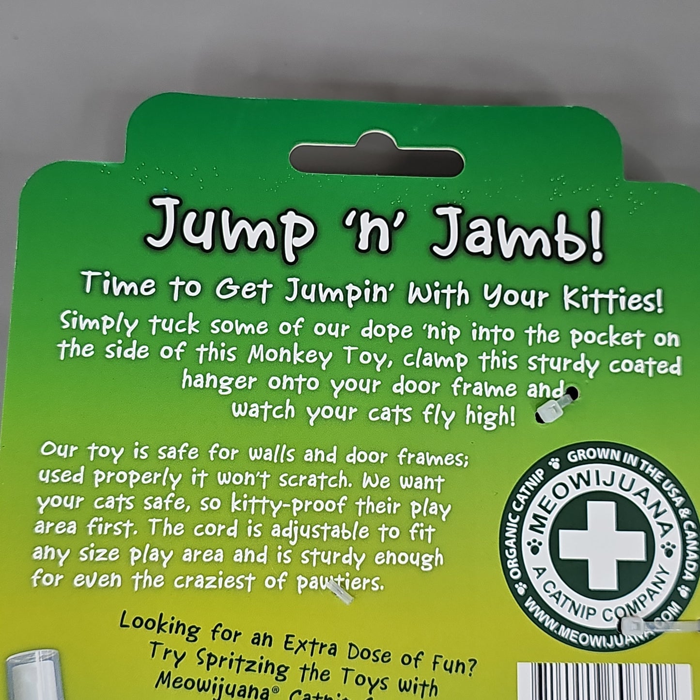 SMARTER PAW Meowijuana Organic Catnip Toy Jump 'n' Jamb Monkey Door Jamb Cat Toy (New)