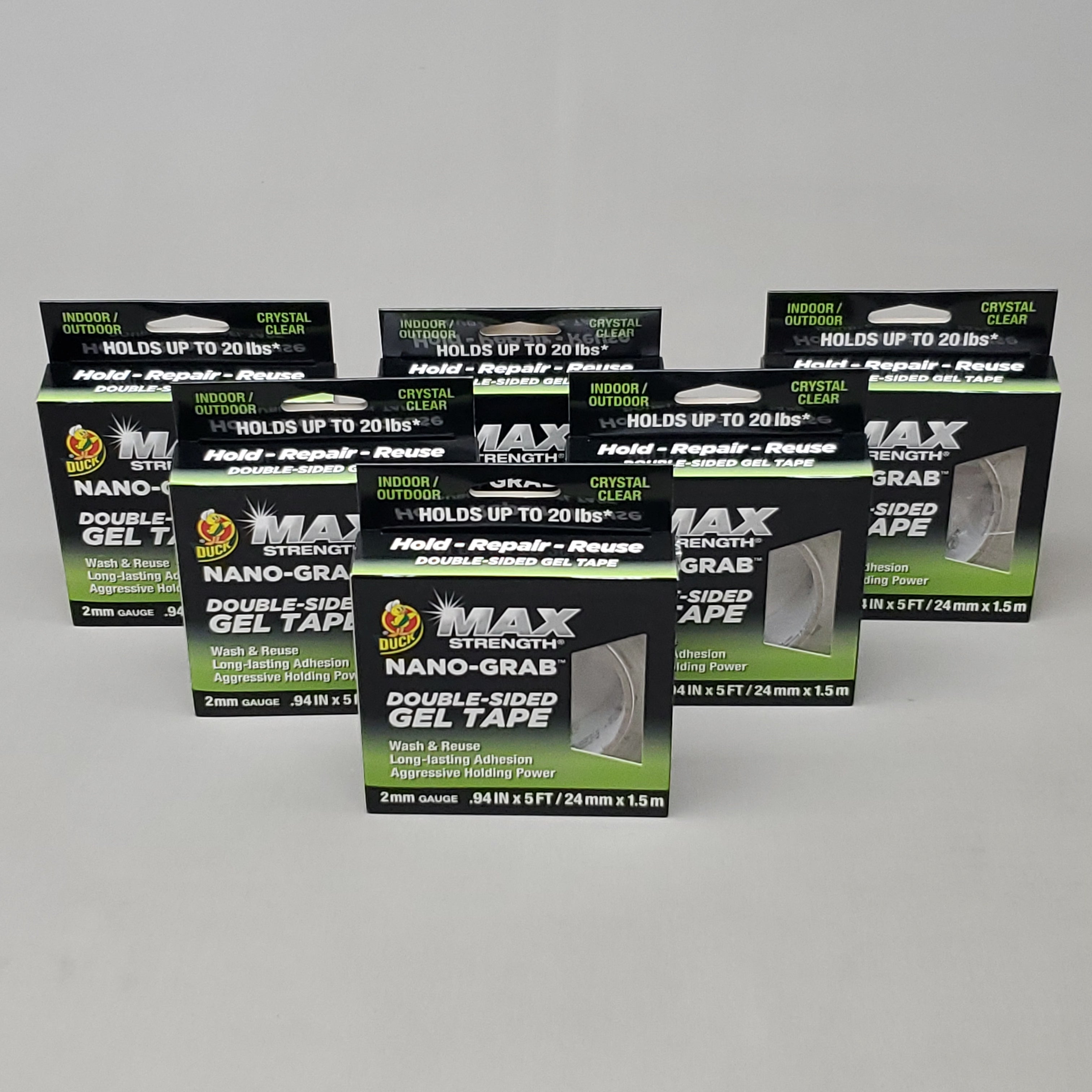 SHURTAPE Duck 6 Pack of Max Strength NanoGrab Double Sided Gel Tape