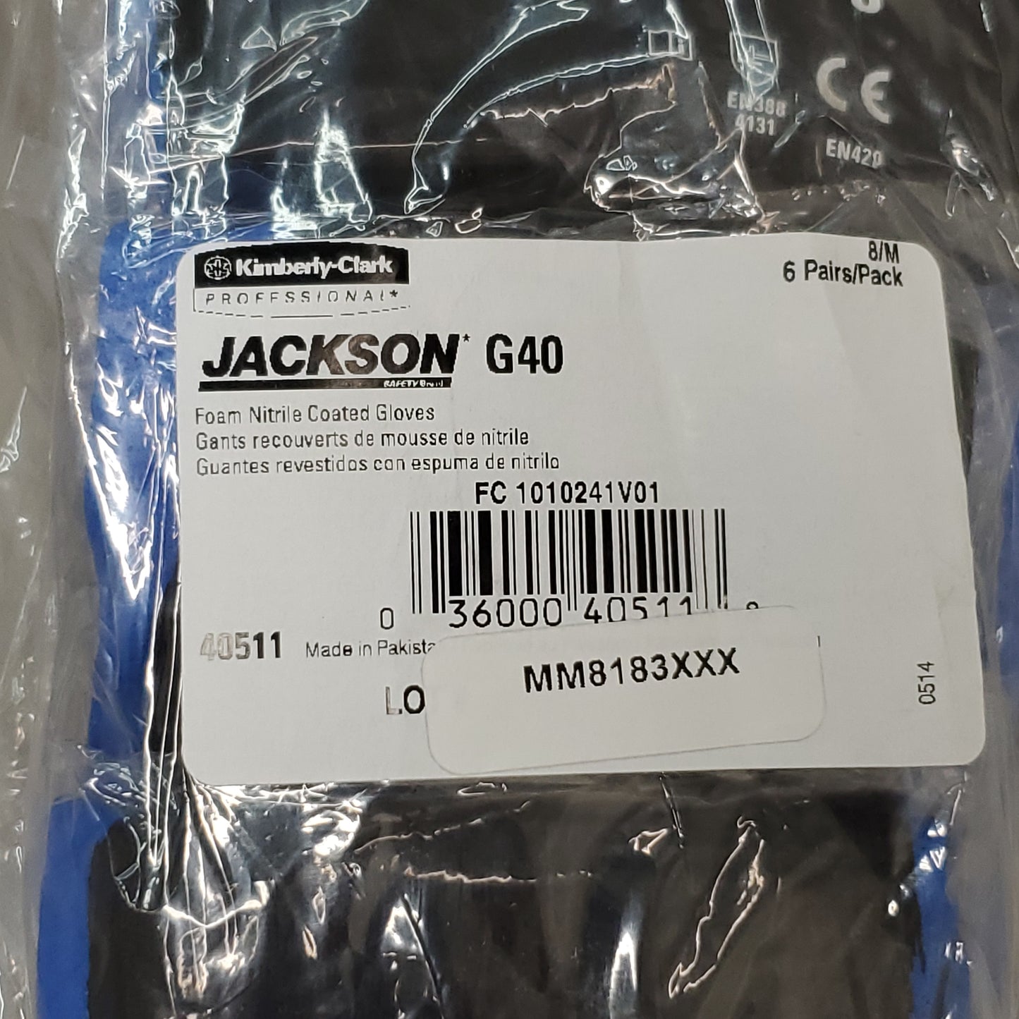 JACKSON 60 Pairs of Foam Nitrile Coated Gloves Blue / Black Sz M G40 40511 (New)