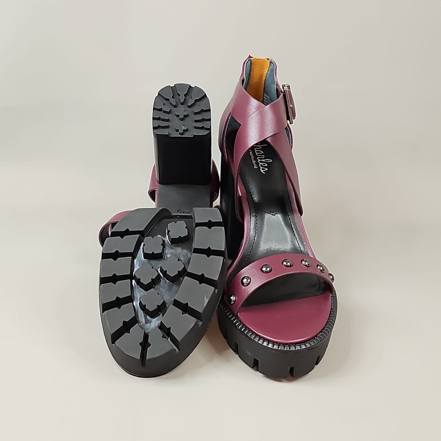 CHARLES BY CHARLES DAVID Women's Vanden Studded Sandal Shoe Sz 9.5M Burgundy (New)