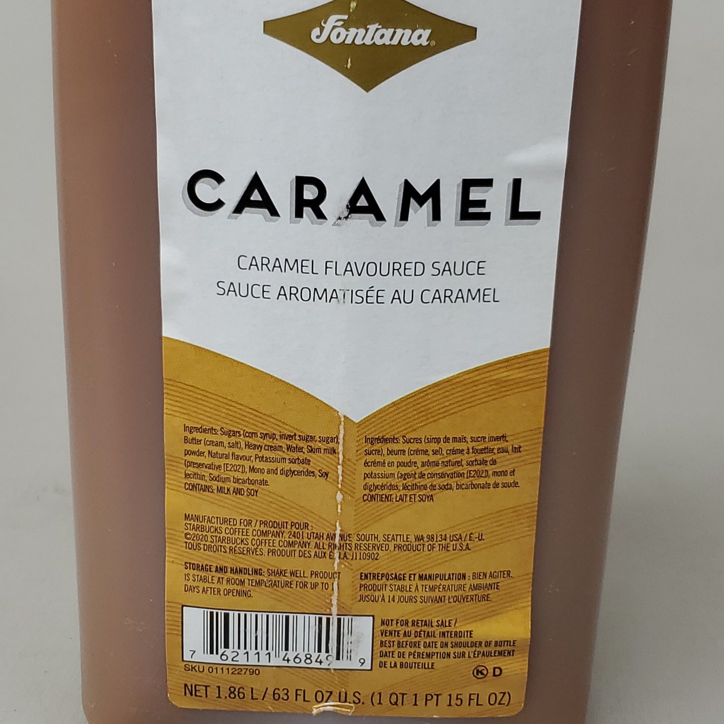 STARBUCKS (4 PACK) Fontana Caramel Flavored Sauce (1.86 L/bottle) BB 12/24