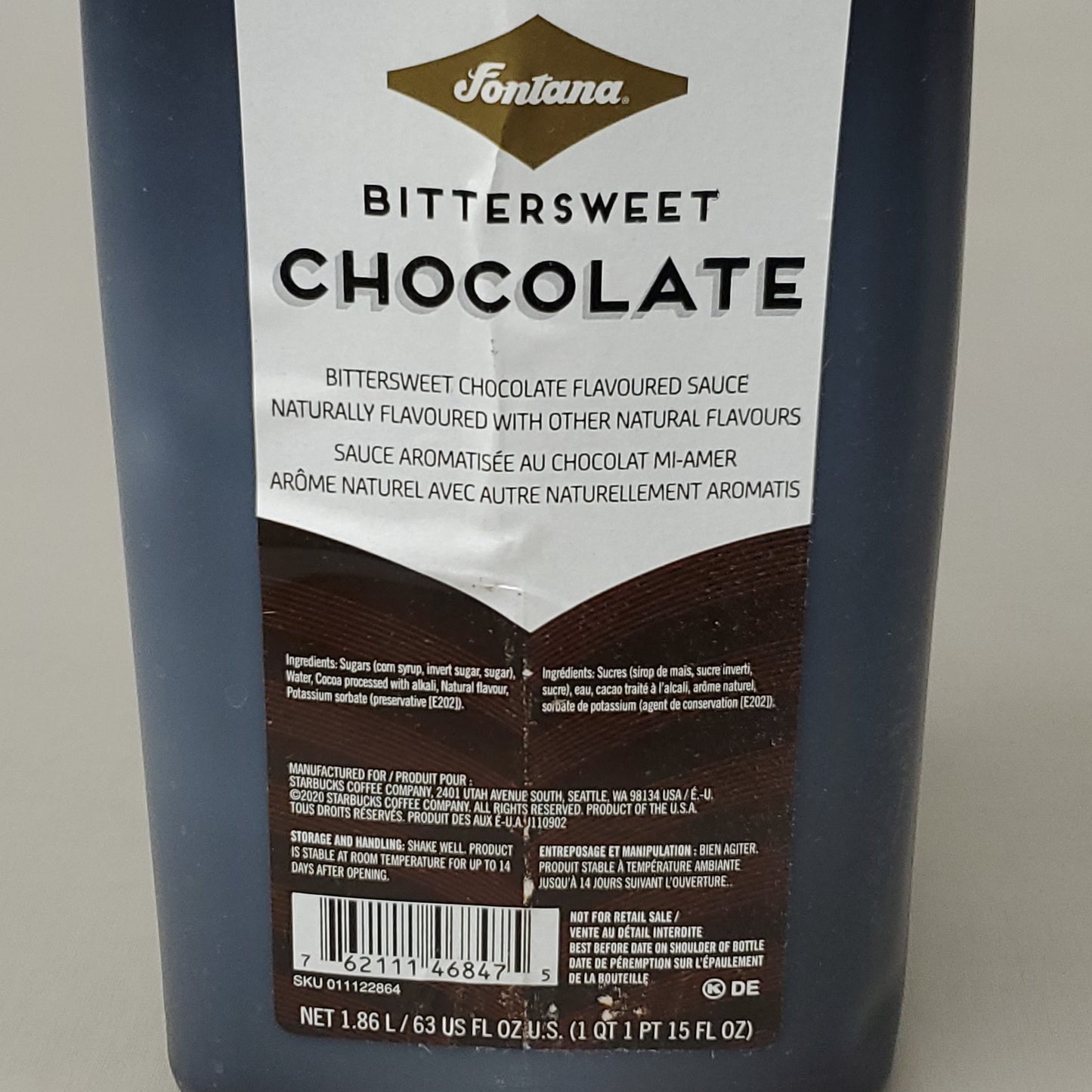 STARBUCKS (4 PACK) Fontana Bittersweet Chocolate Flavored Sauce 1.86 L/bottle BB 05/24 (AS-IS)