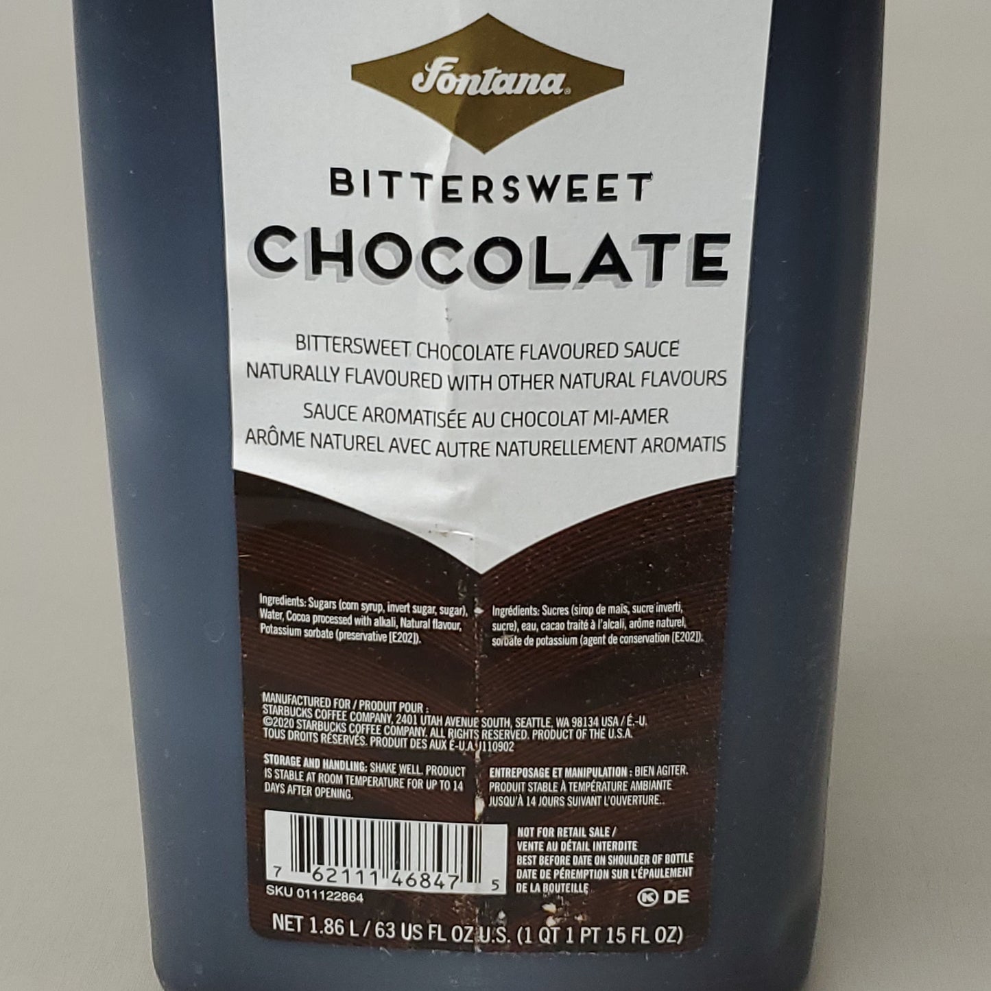 ZA@ STARBUCKS 4-PACK! Fontana Bittersweet Chocolate Flavored Sauce (1.86L/bottle) 01/24