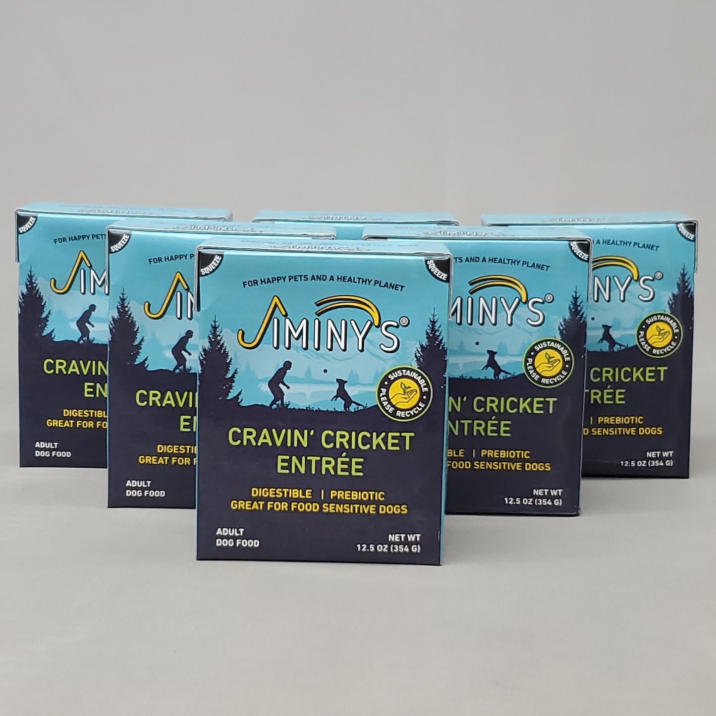 JIMINY'S 6-PACK! Cravin Cricket Entree Wet Adult Dog Food 12.5 oz Digestible Prebiotic for Sensitive Dogs (7/24)
