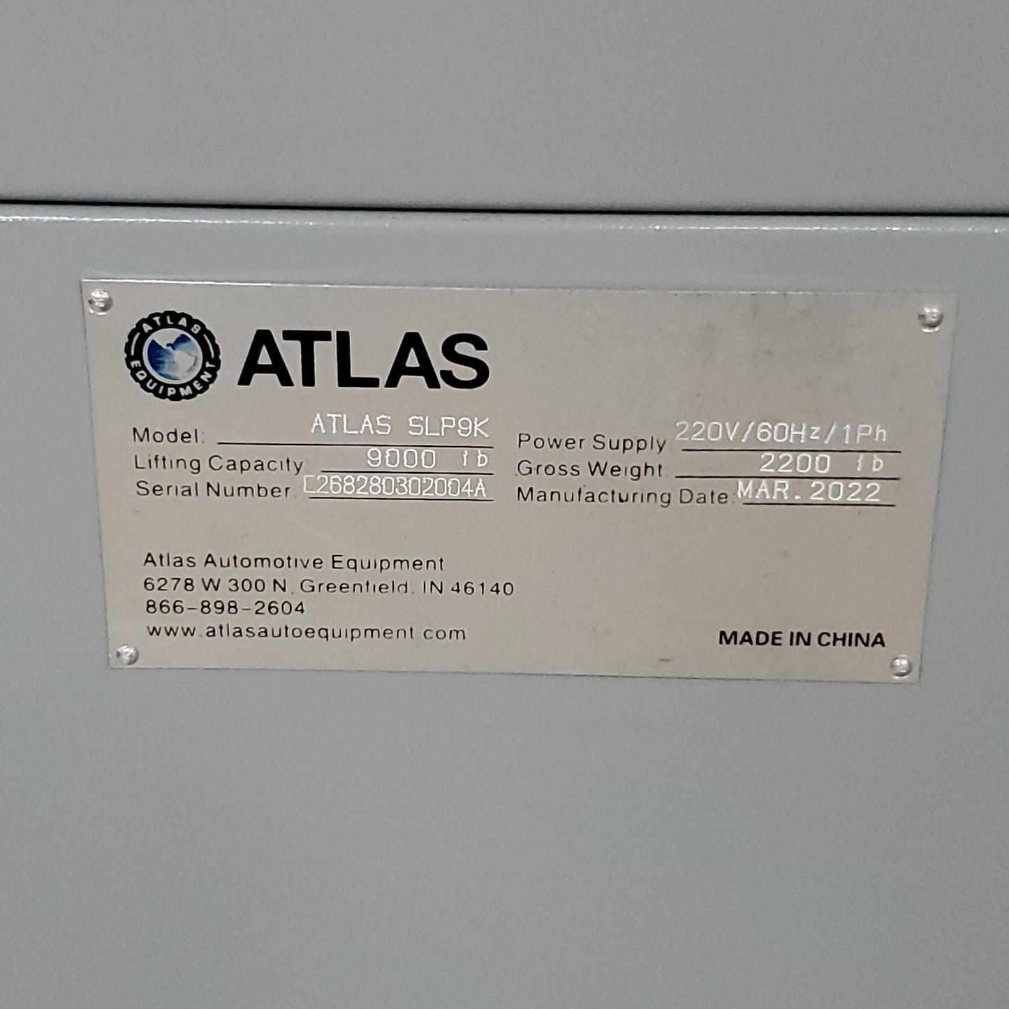 ATLAS Control Panel for 9000lb Full-Rise Lift SLP9K(New)