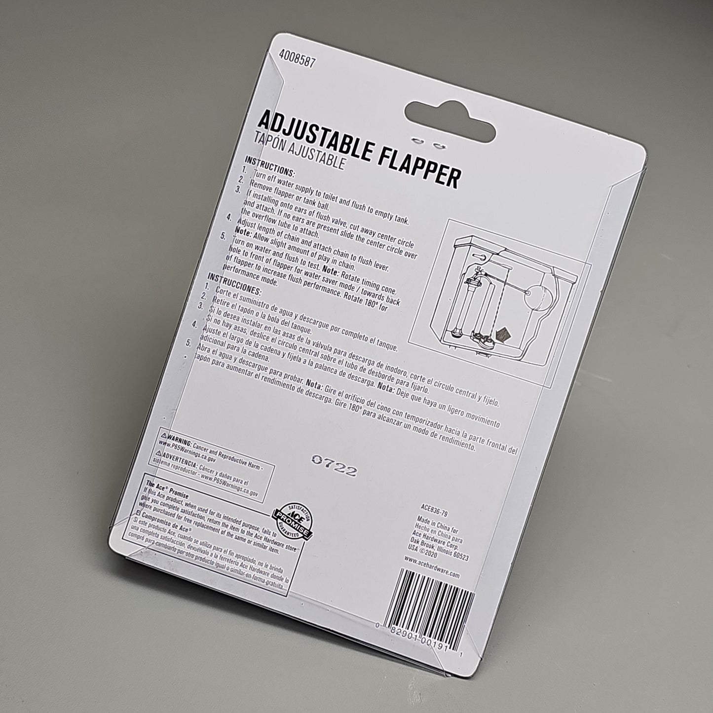 ACE Adjustable Flapper for Toilet Plastic 2" 24-Pk ACE836-79 4008587 (New)
