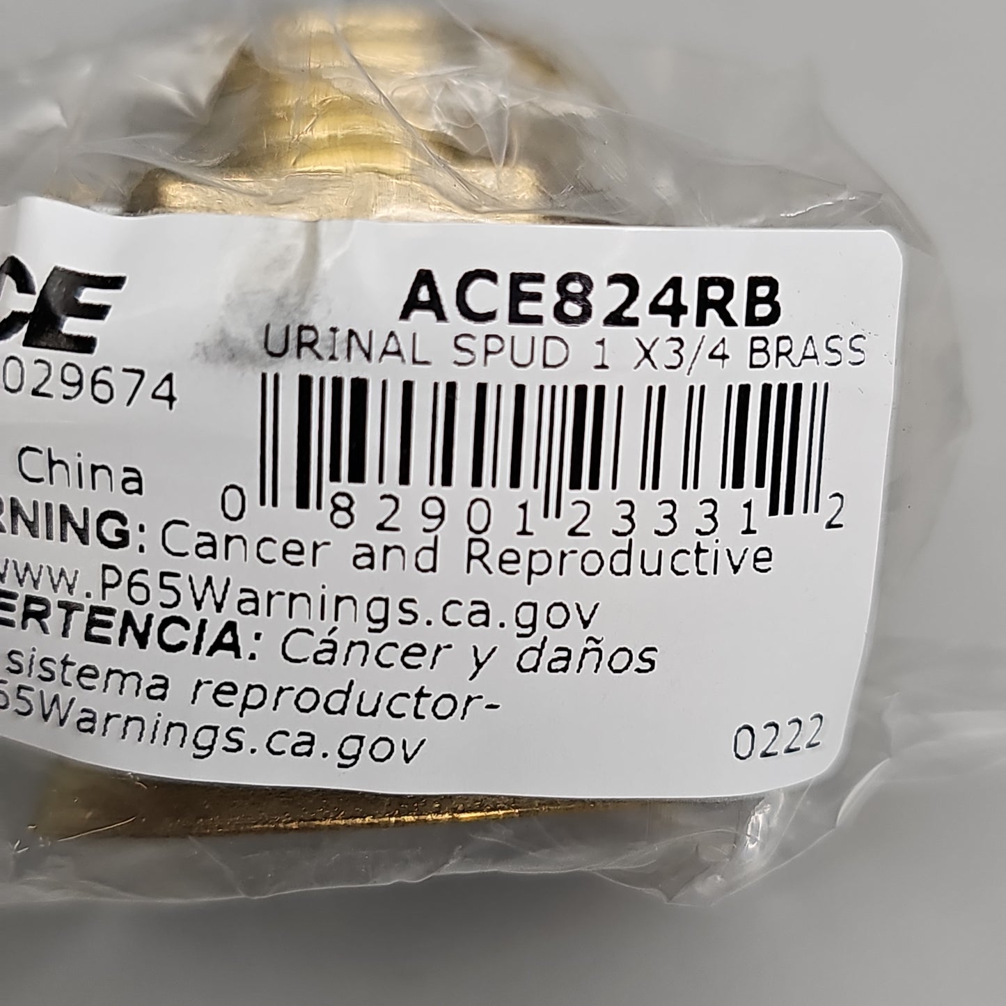ACE Urinal Spud 1 x 3/4" Brass 6-Pk ACE824RB 4029674 (New)