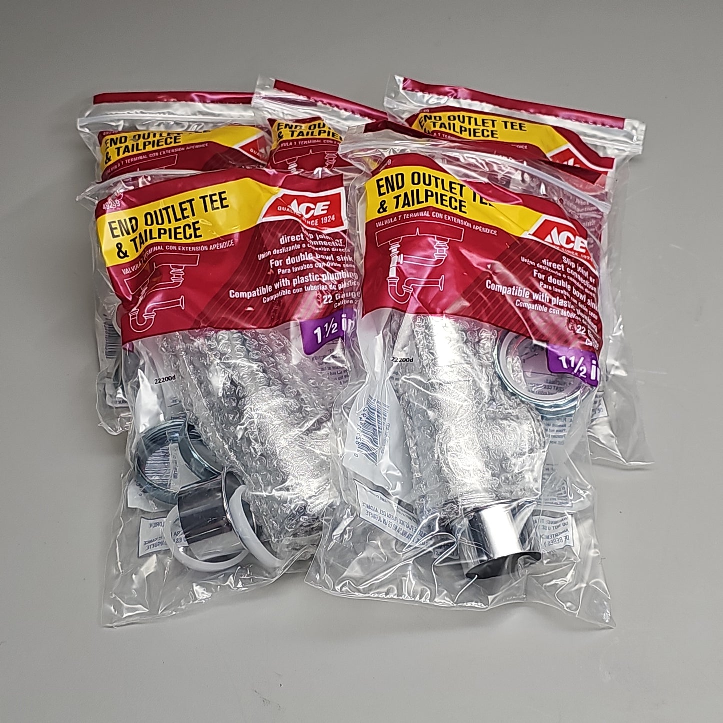 ACE End Outlet Tee & Tailpiece 5-PK 1.5" AH20217 49249 (New)