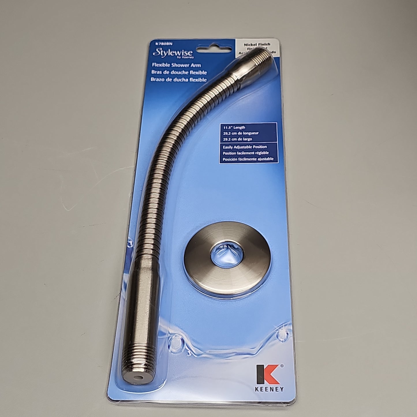 KEENEY STYLEWISE Flexible Shower Arm Nickel Finish 11.5" K780BN (New)