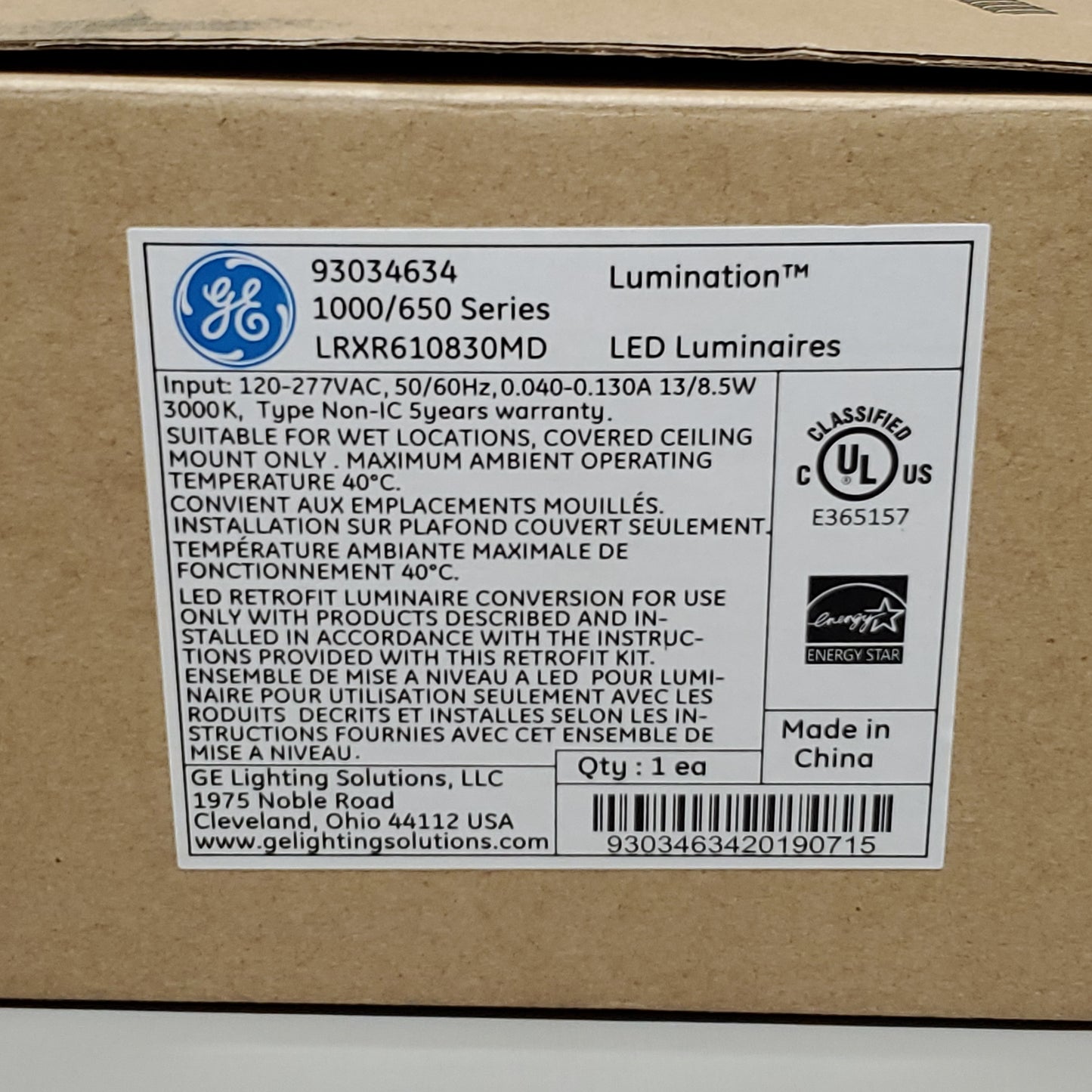 GE LUMINATION LED Round Downlight 120-277 VAC 13/8.5 W White 93034634 (New)
