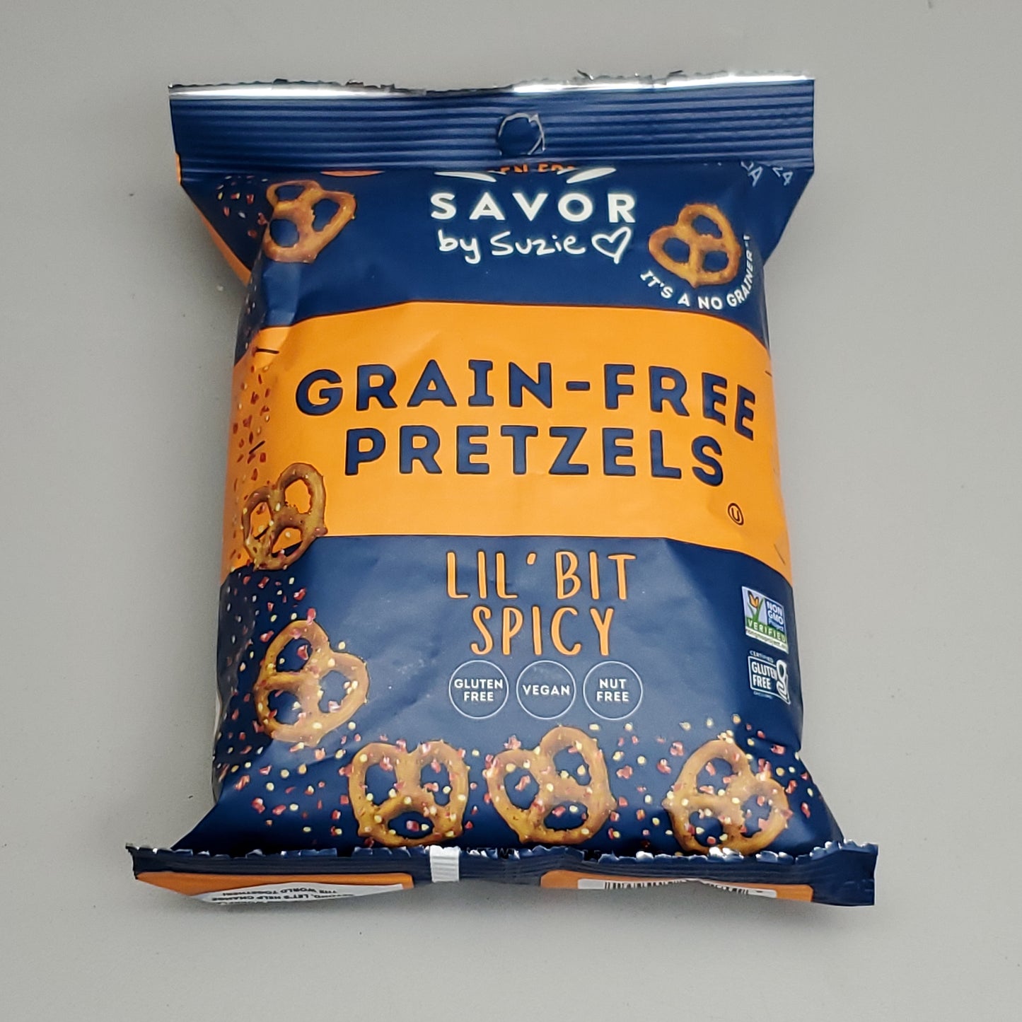 SAVOR STREET FOODS INC 36 Pack of Grain-Free Pretzels Lil' Bit Spicy 1.5 oz (5/24)