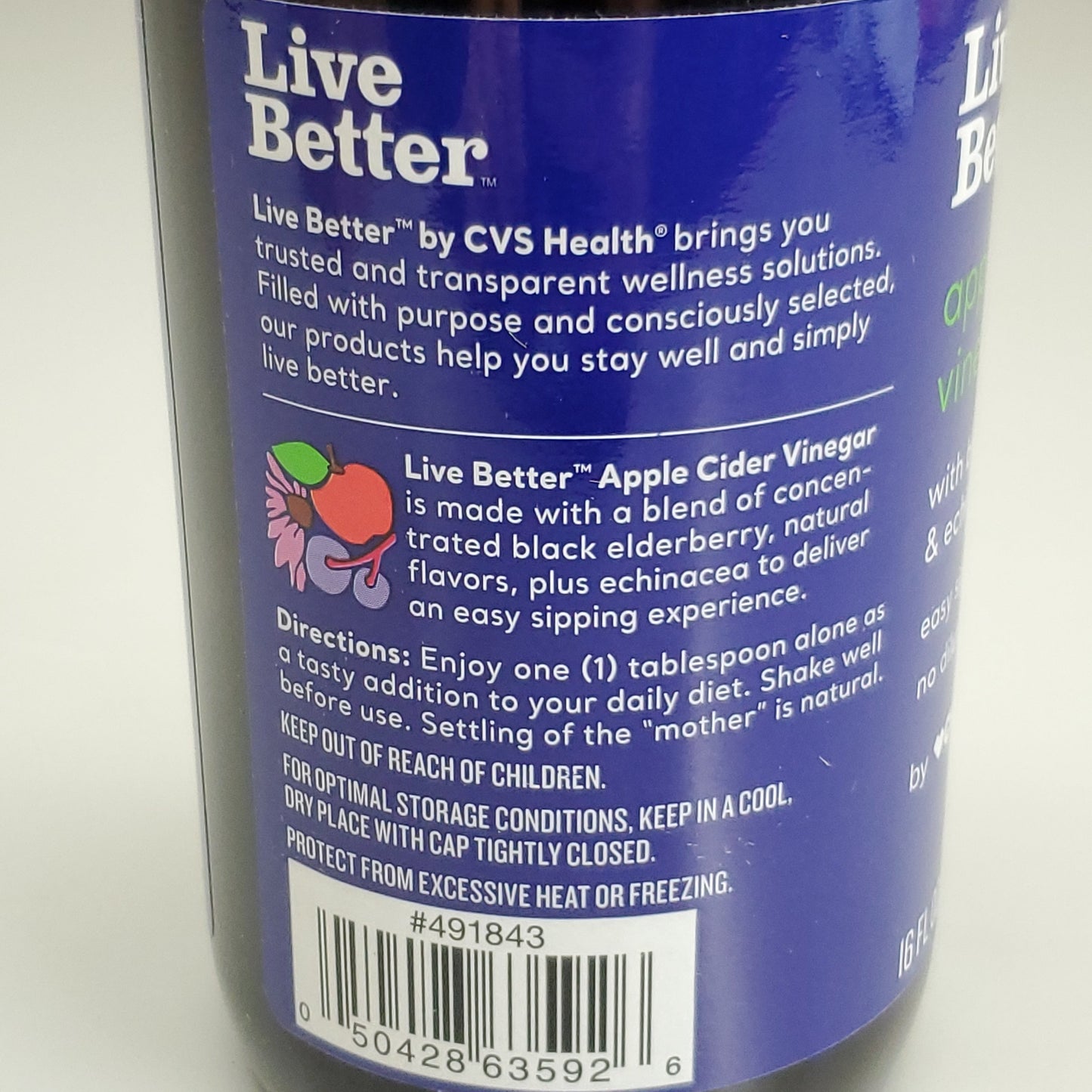 ZA@ CVS HEALTH Live Better Apple Cider Vinegar Elderberry & Echinacea Case of 4: 16 oz( New) A