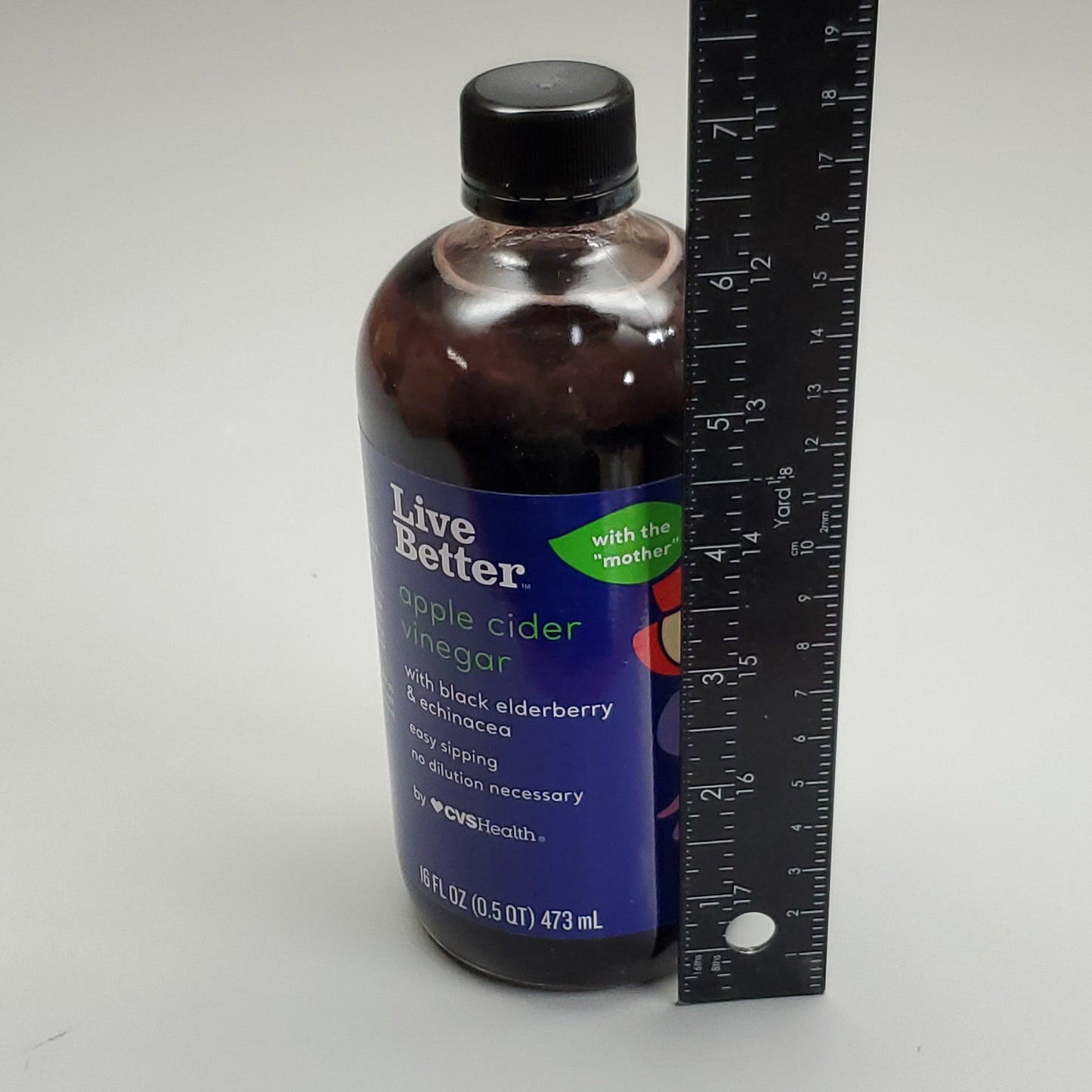 ZA@ CVS HEALTH Live Better Apple Cider Vinegar Elderberry & Echinacea Case of 4: 16 oz( New) A