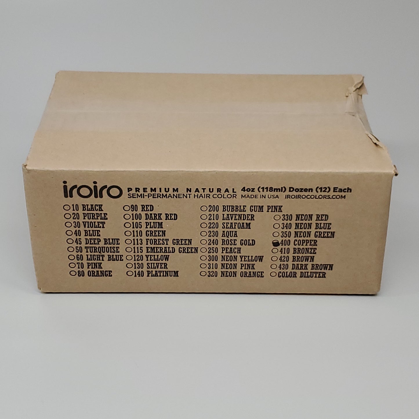 IROIRO 12 PK! Premium Natural 400-Copper Semi Permanent Hair Color 4 fl oz (New)