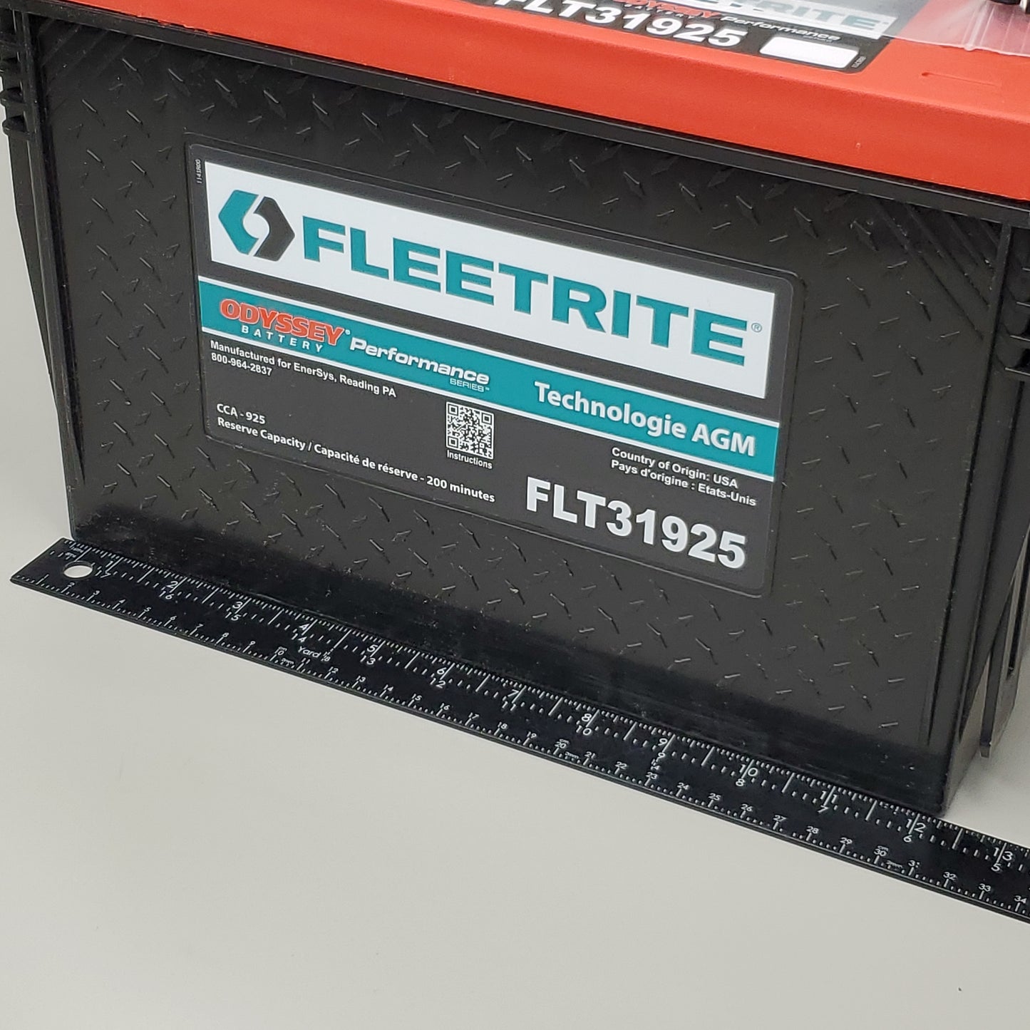 FLEETRITE Odyssey Battery BAT AGM 8" x 13.5" Red & Black FLT31925 (New)