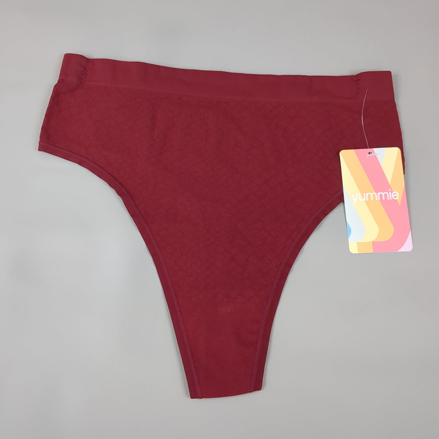 YUMMIE Amber Mid Waist Thong Women's Underwear Sz S/M Cab-Red YT5-296 (New)