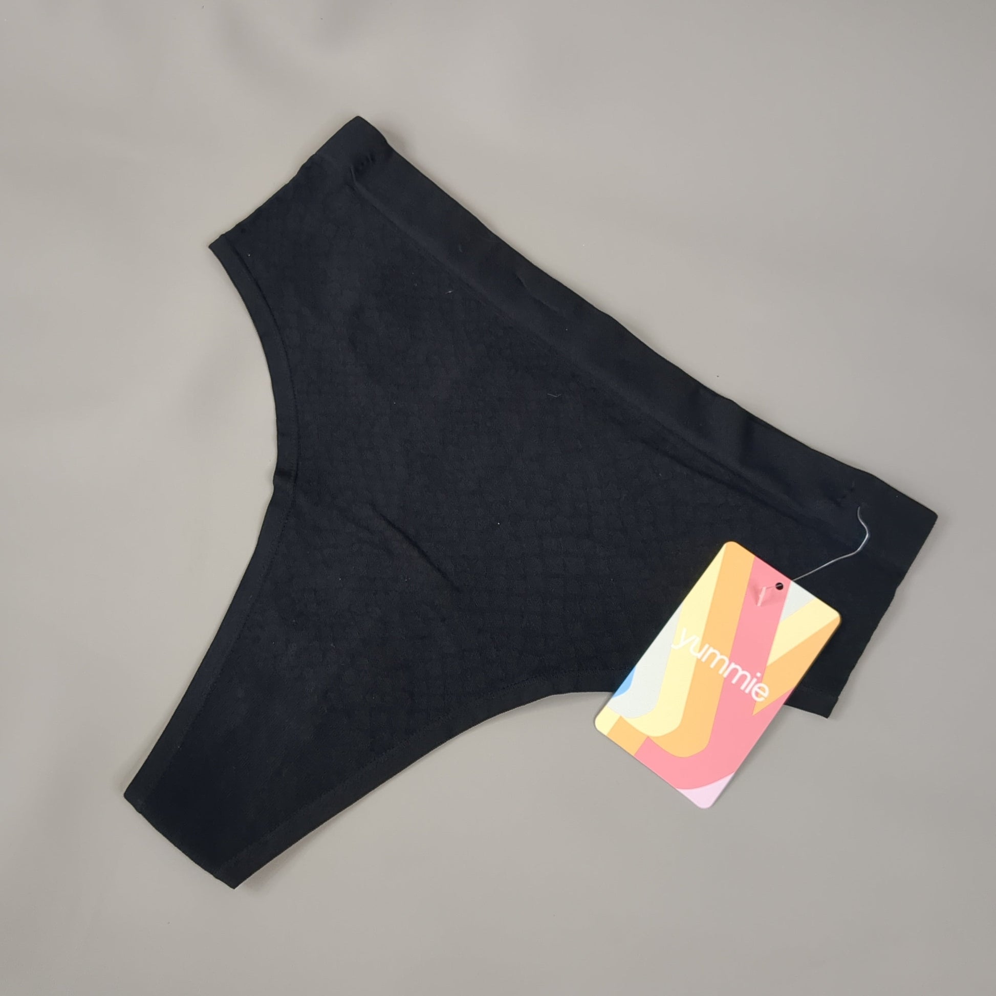 YUMMIE Amber Mid Waist Thong Women's Underwear Sz L/XL Black YT5-296 (New)