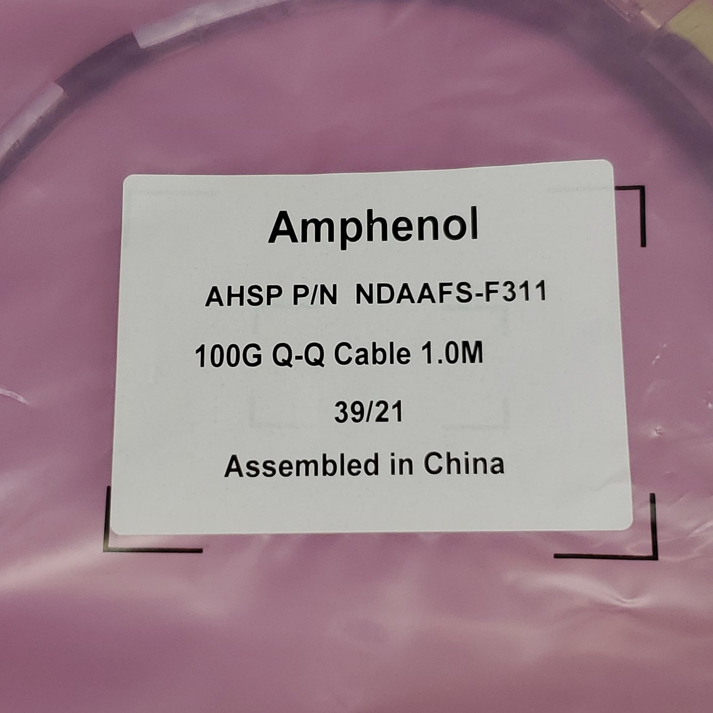 AMPHENOL High Speed Network Cable 1M 100G Q-Q NDAAFS-F311 (New)