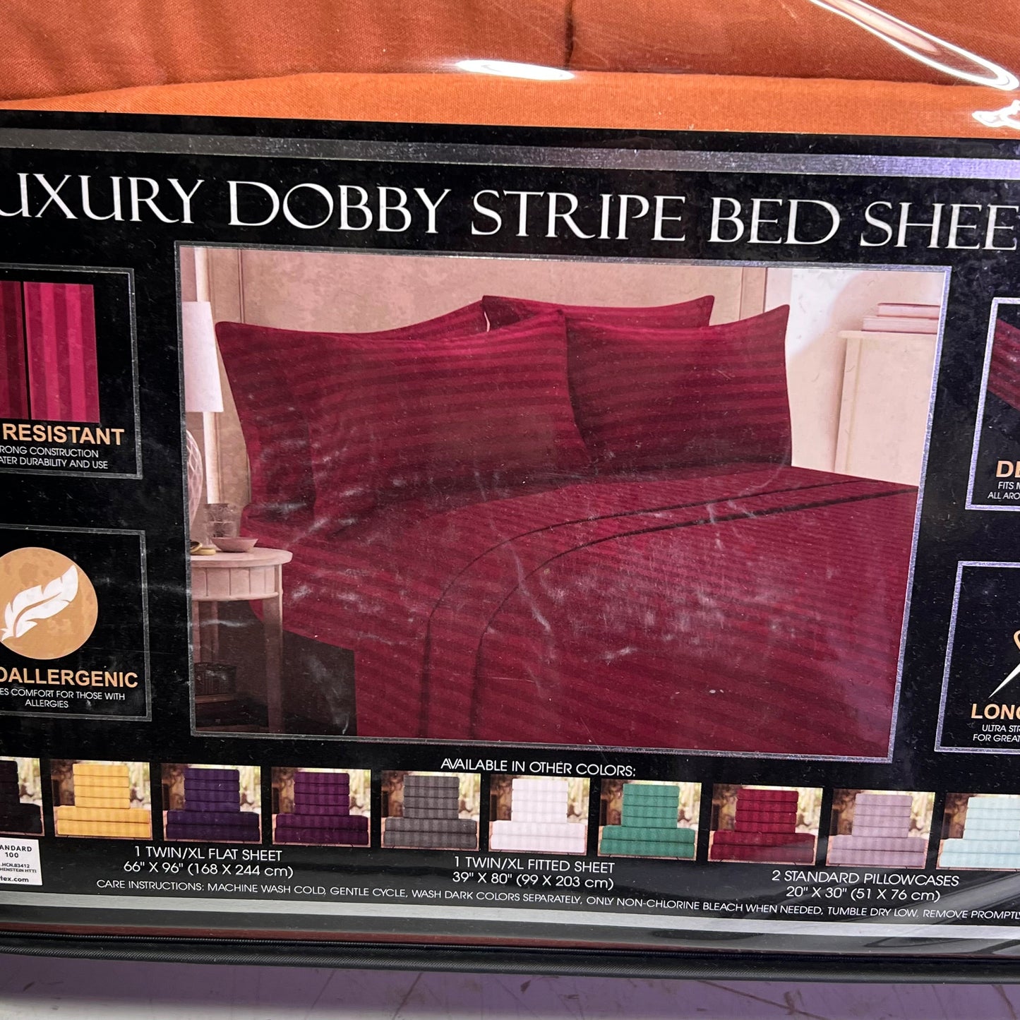 ZA@ ELEGANT COMFORT (6 PIECE SET) Luxury Soft Bed Sheets Set Dobby Stripe Design Twin/Twin XL Copper C