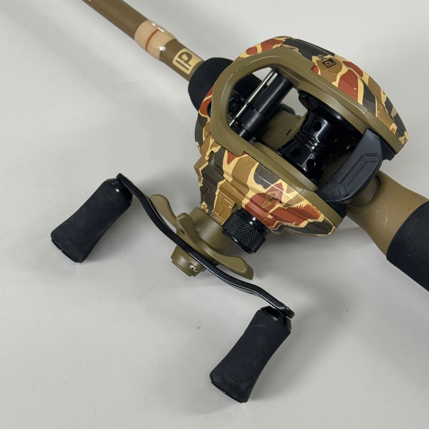 PROFISHIENCY Retro Bait Cast Camo Fishing Rod Combo 7ft Brown RETROGBC