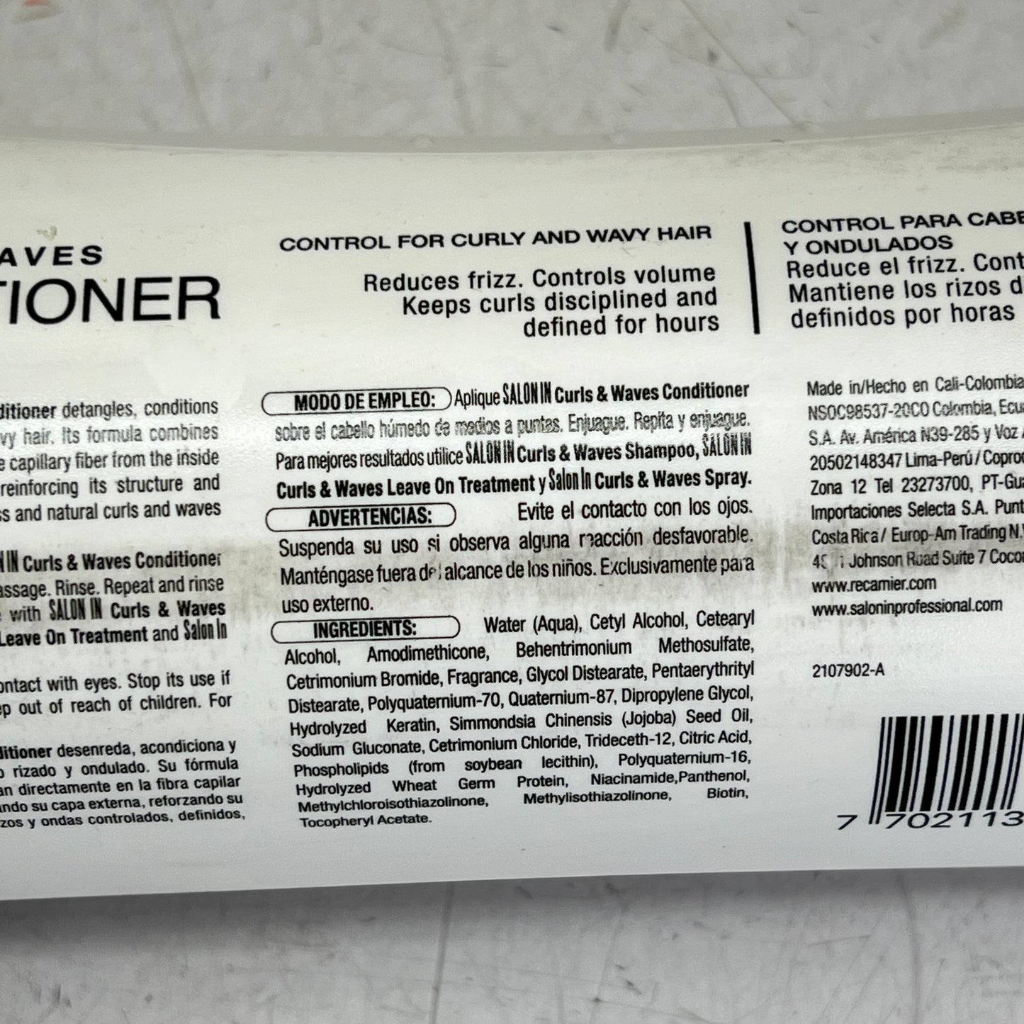 ZA@ RECAMIER PROFESSIONAL SALON IN  (2 PACK) Pro+ Curl & Waves Conditioner  33.8 fl oz  (As-is) B