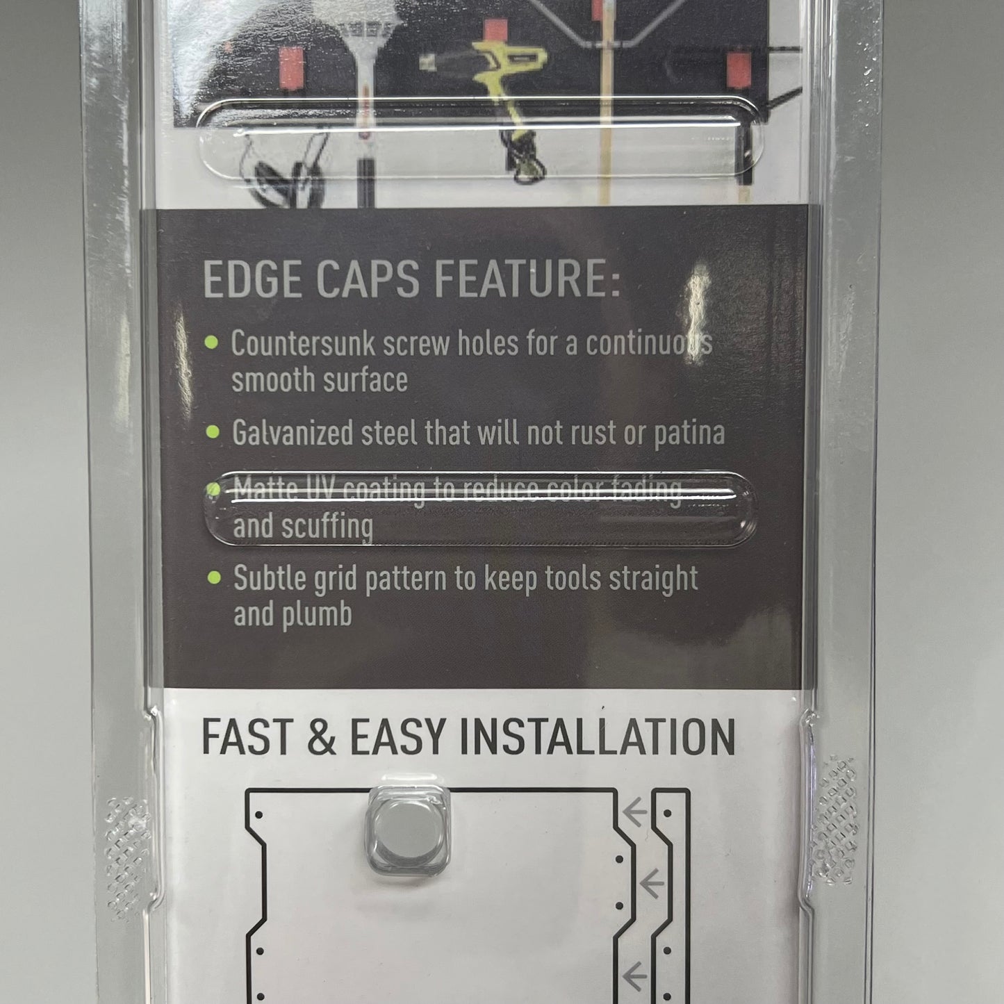 GATOR (2 PACK) Steel Edge Caps for Magnetic Wall 12”Hx1.5”Wx0.06”D Black 500076