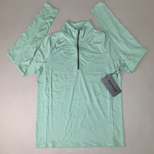NATHAN Tempo 1/4 Zip Long Sleeve Shirt 2.0 Men's Small Sage Green NS50960-50125-S (New)