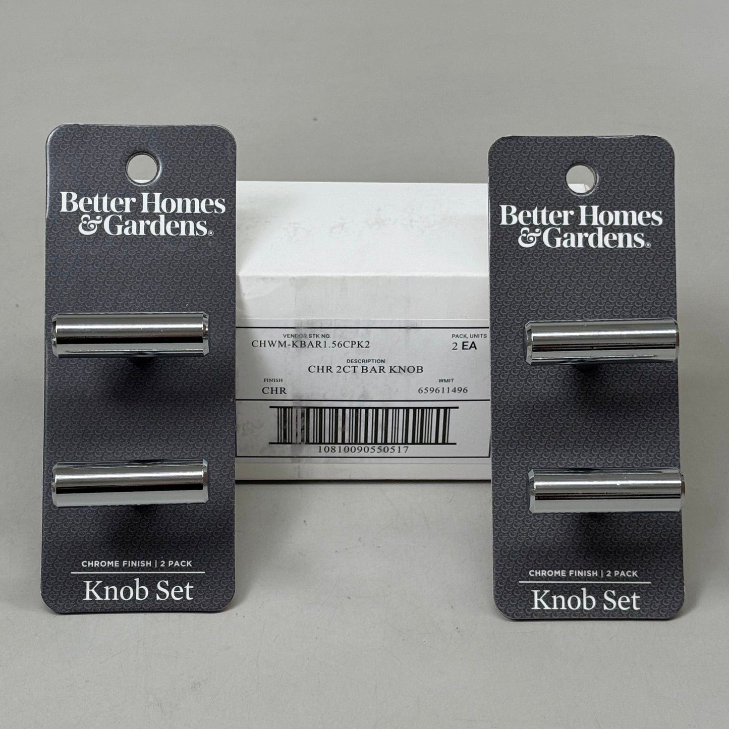 BETTER HOMES & GARDENS (4 PACK, 2 KNOBS EACH) Bar Knob 1-9/16" Polished Chrome