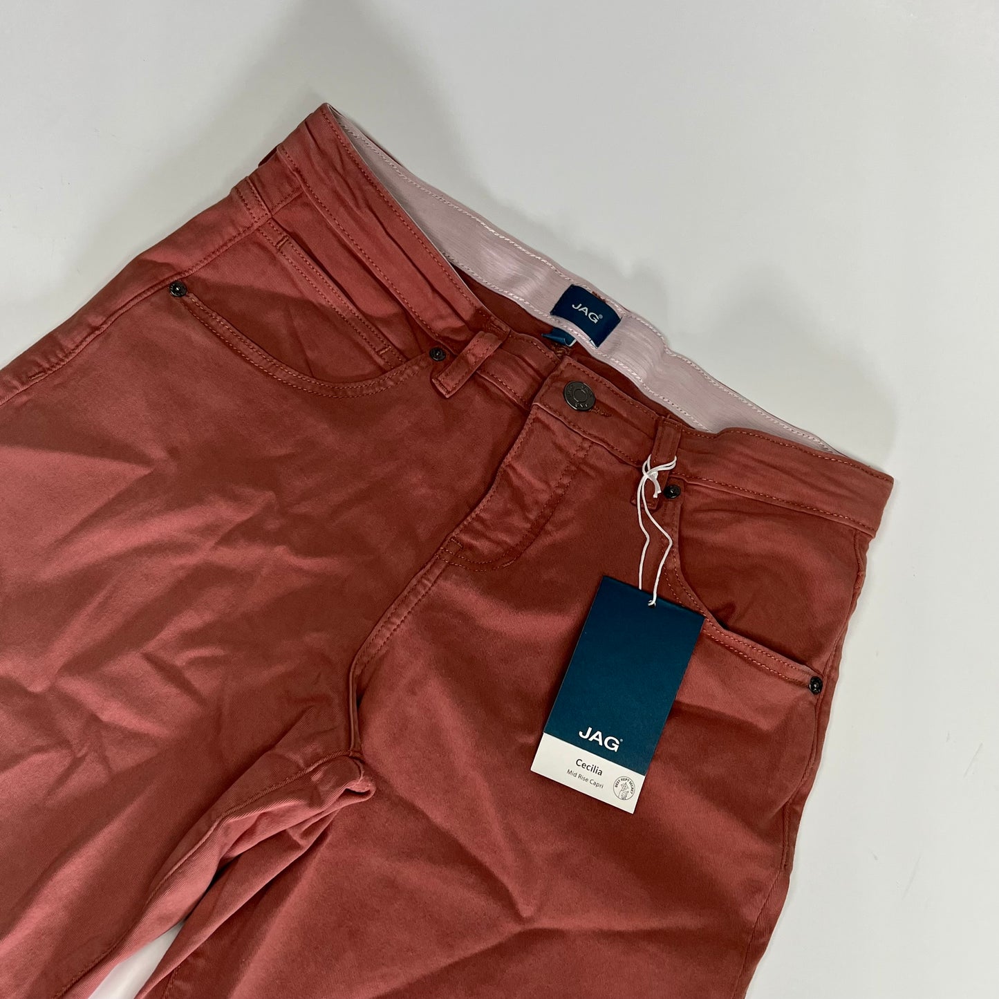 JAG Cecilia Capri Pants Super Stretch Twill Fabric Mid Rise Women's Sz 10 Salmon