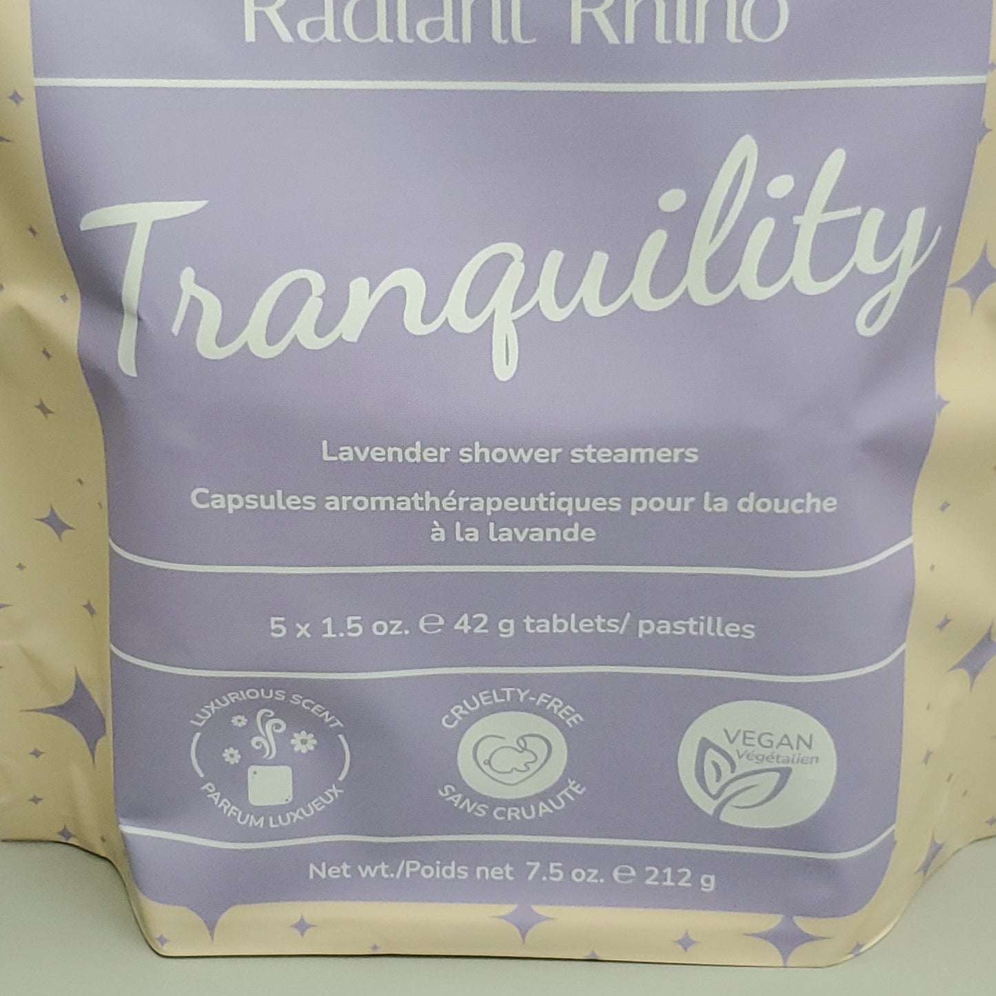 THE RADIANT RHINO Tranquility Lavender Shower Steamers 5x1.5oz Tablets 7.5oz (New)