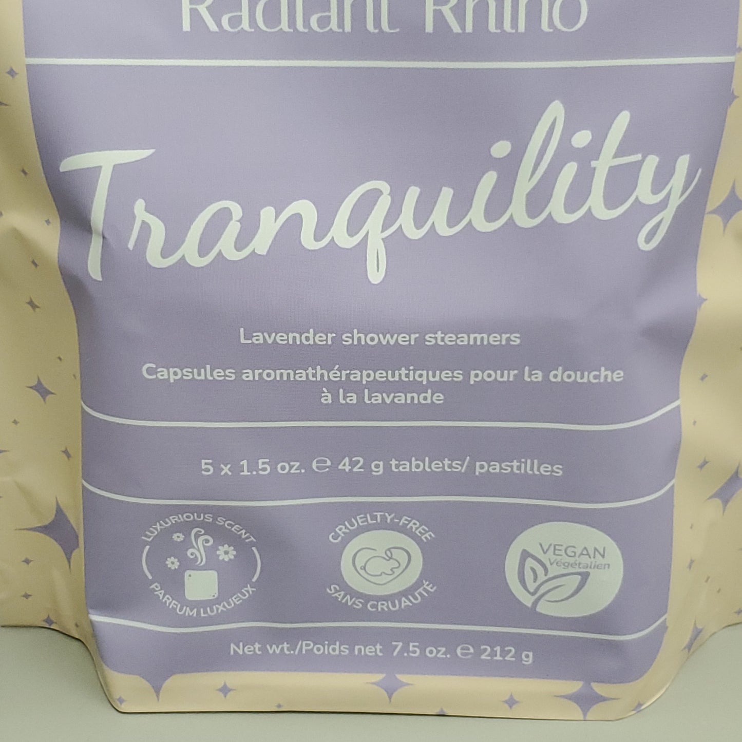 THE RADIANT RHINO Tranquility Lavender Shower Steamers 6-PK! 5x1.5oz Tablets 7.5oz (New)