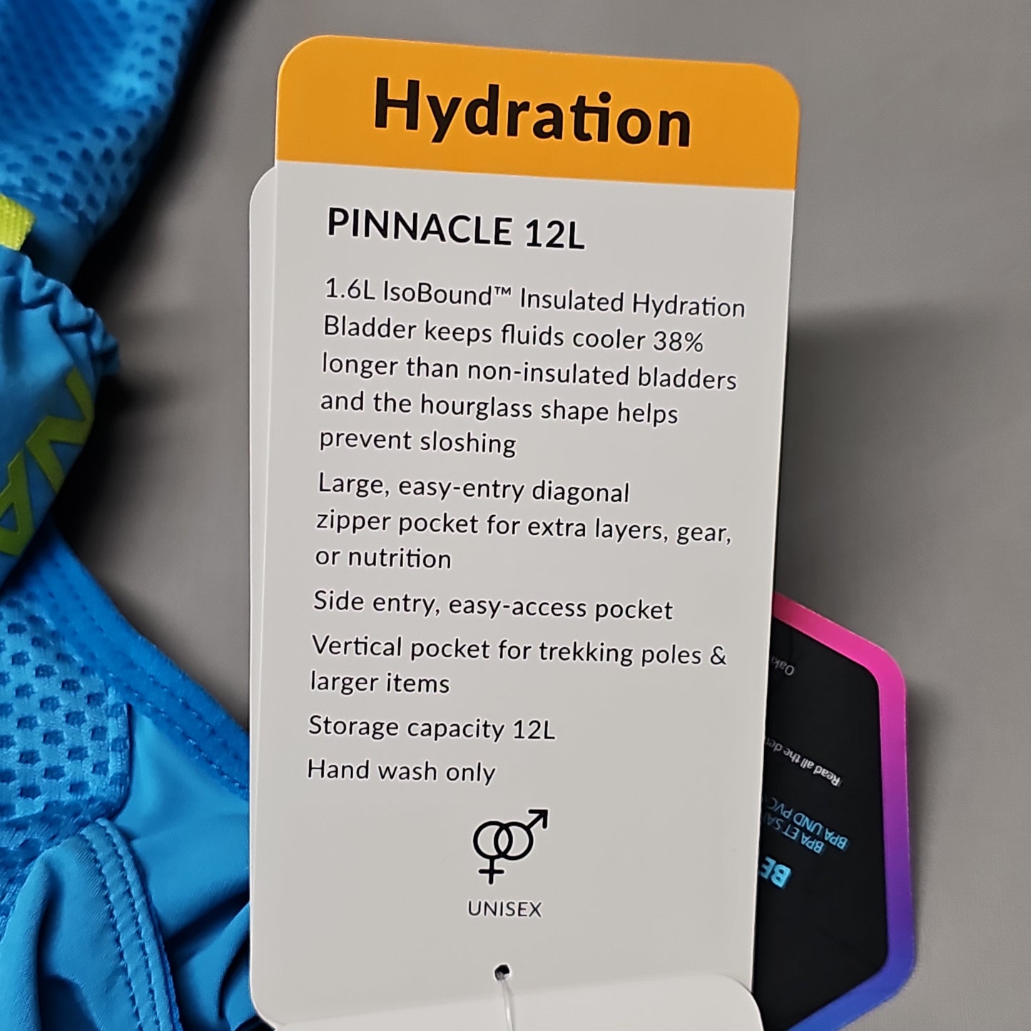 NATHAN Pinnacle 12 Liter Hydration Race Vest Unisex Sz M Blue Me Away/Finish Lime (New)