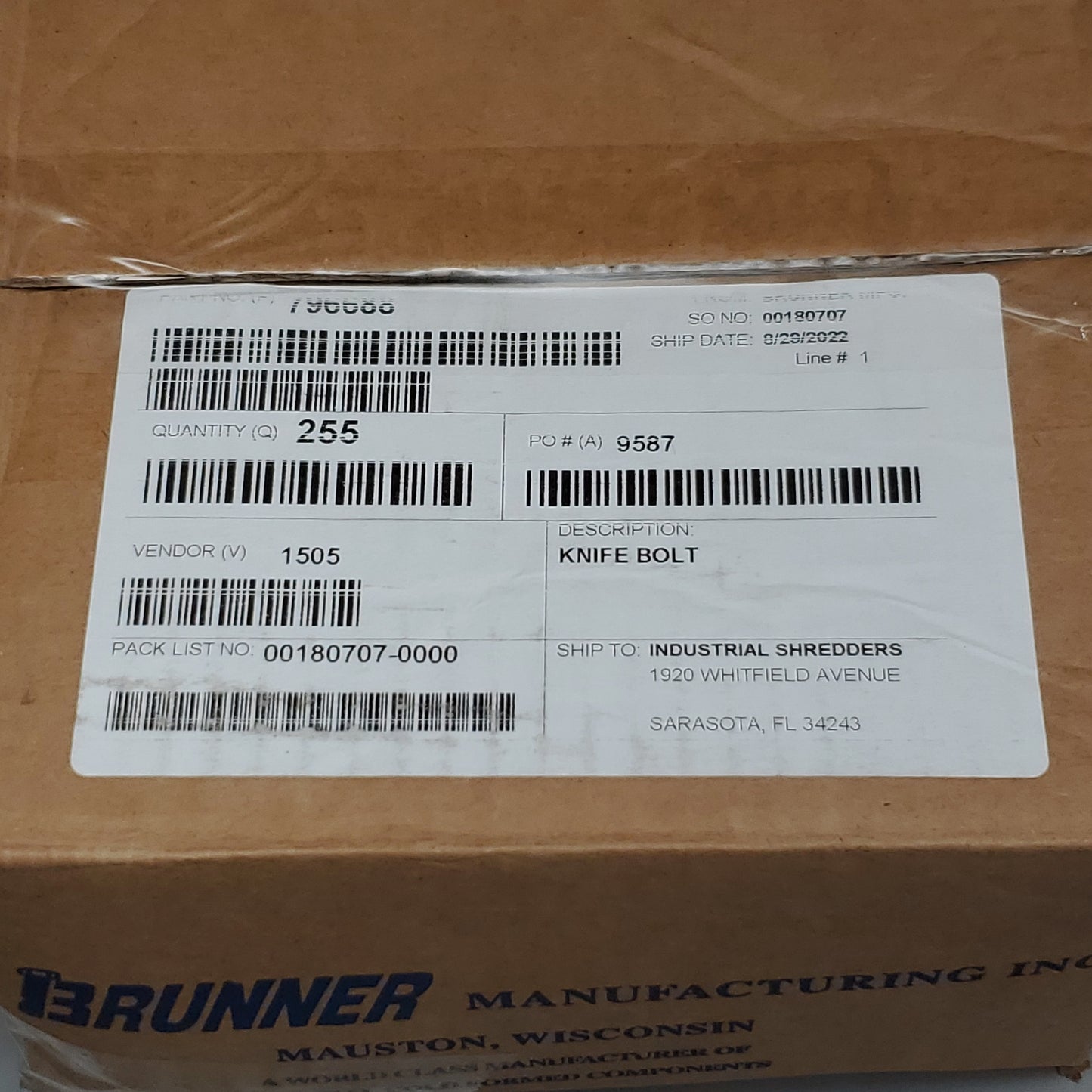 BRUNNER Manufacturing Inc. 255 PK! Knife Bolts ~1/2" X 2" 796688 (New)