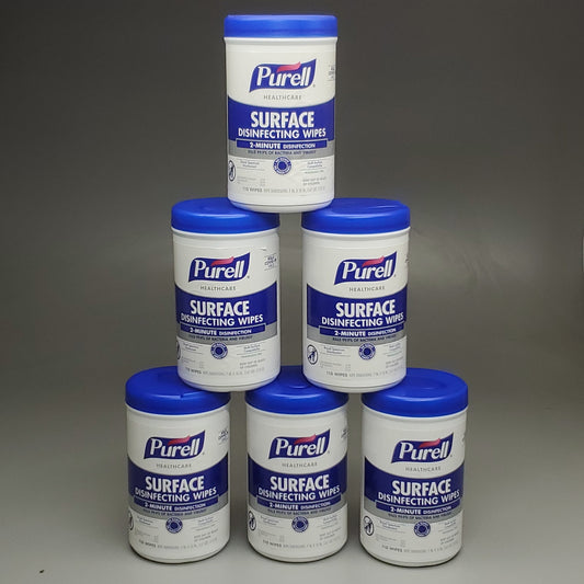 ZA@ PURELL HealthCare (6 PACK, 110 Wipes/Each) Surface Disinfecting Wipes 1-Ply Unscented (Exp 9/24) E