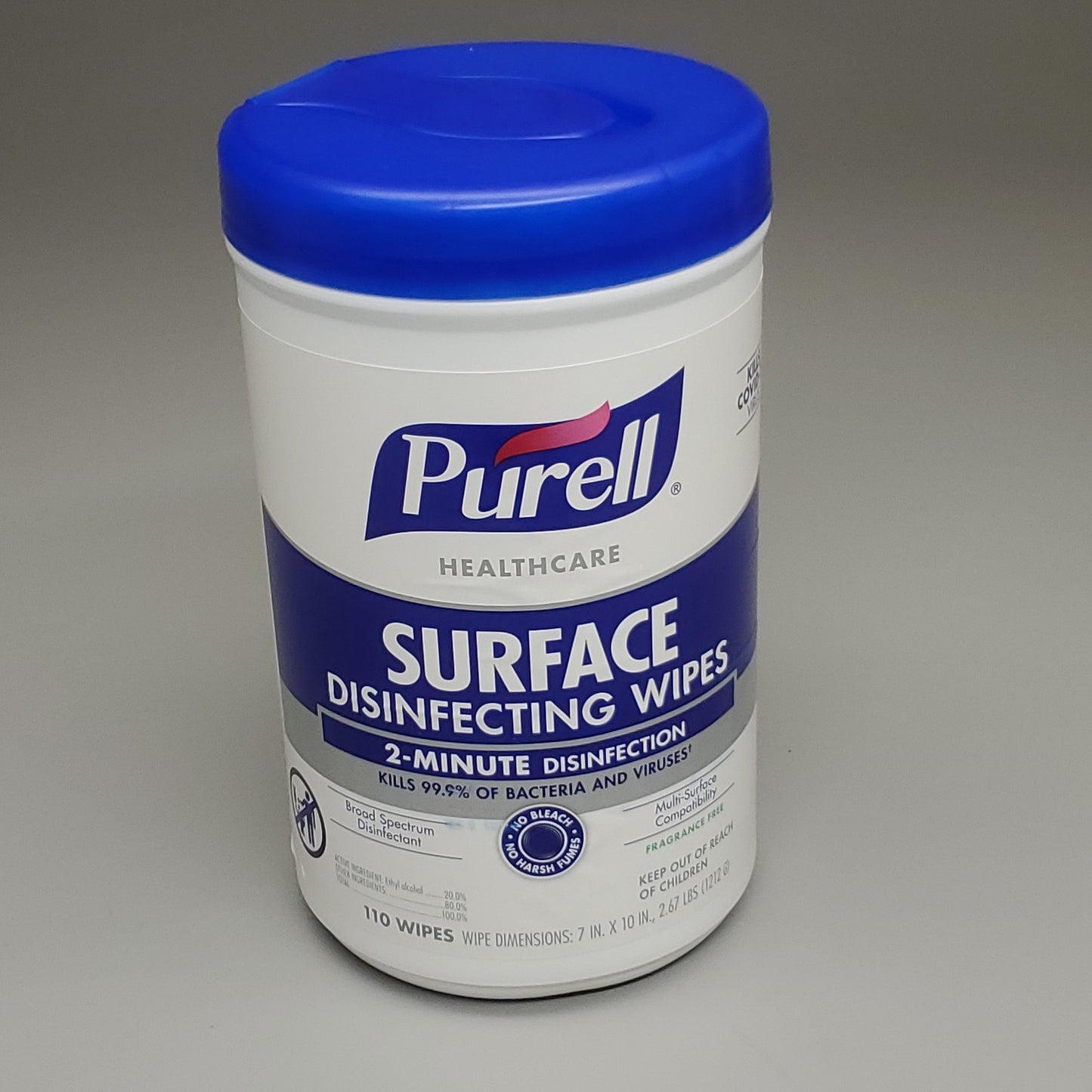 PURELL 6PK HealthCare Surface Disinfecting Wipes 1-Ply, 7" x 10" 110 Wipes/Canister Unscented (Exp 9/24)