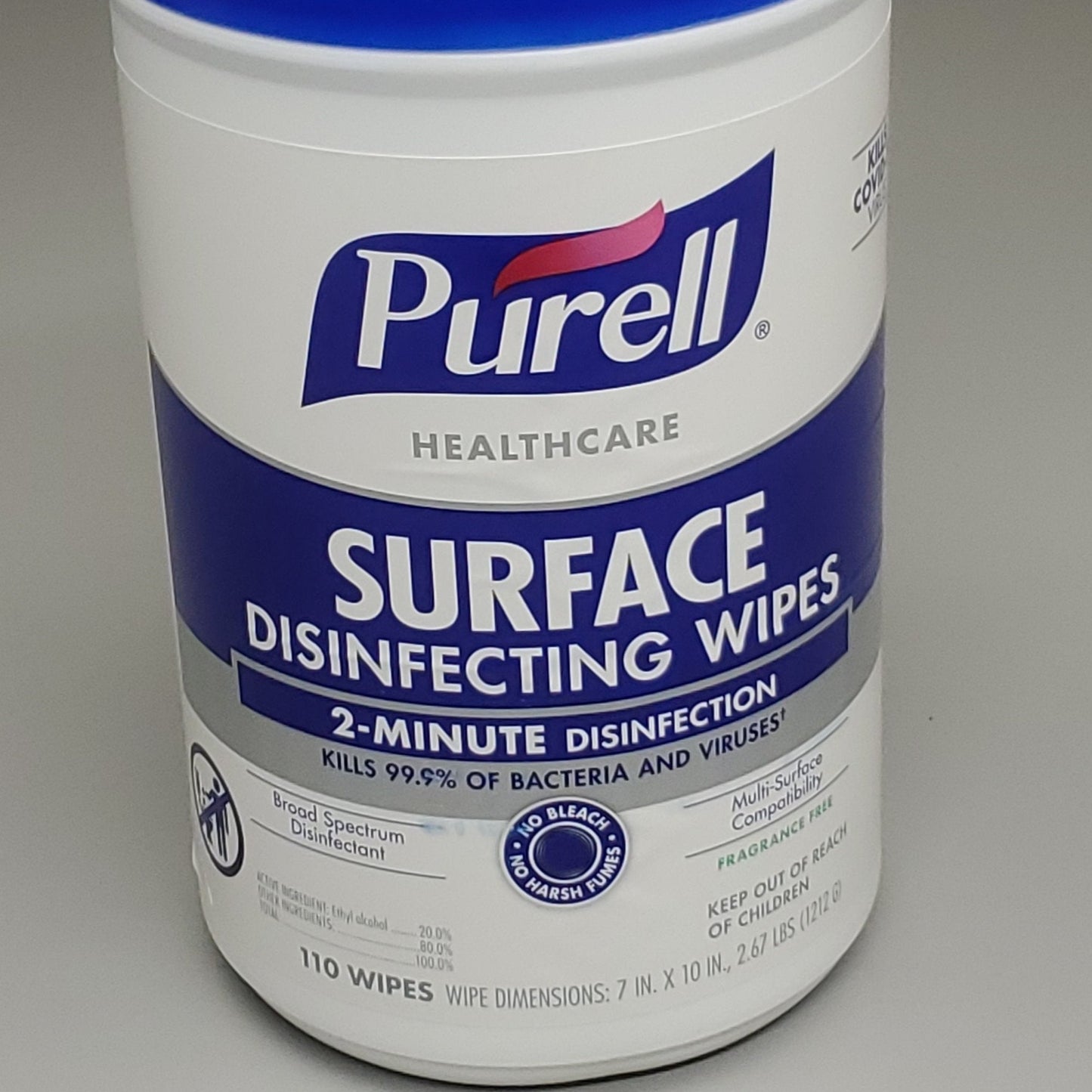 ZA@ PURELL HealthCare (6 PACK, 110 Wipes/Each) Surface Disinfecting Wipes 1-Ply Unscented (Exp 9/24) B