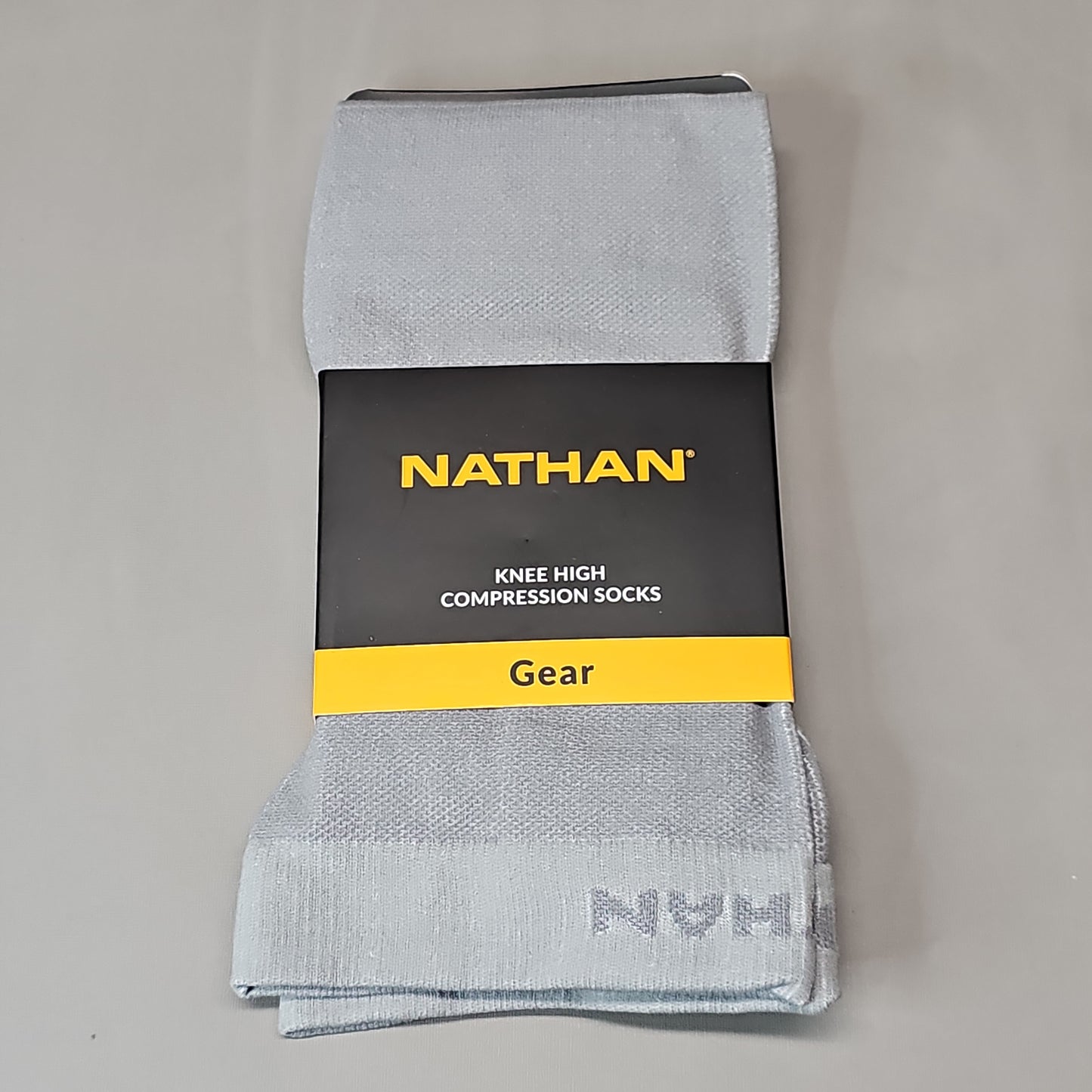 NATHAN Speed Knee High Compression Socks Sz L Monument Grey NS10660-80128-S (New)