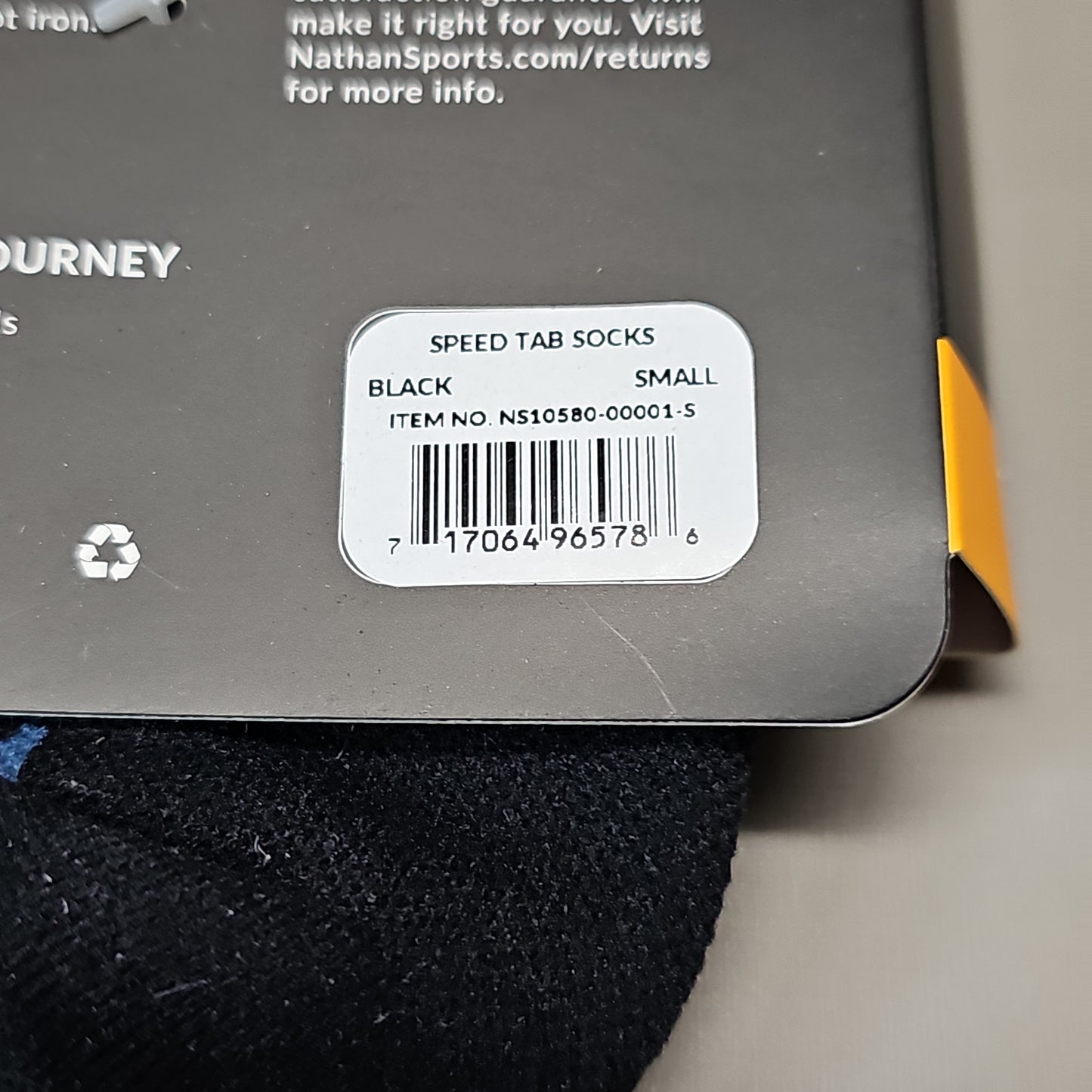 NATHAN Speed Tab Low Cut Socks Unisex Sz S Black NS10580-00001-S (New)