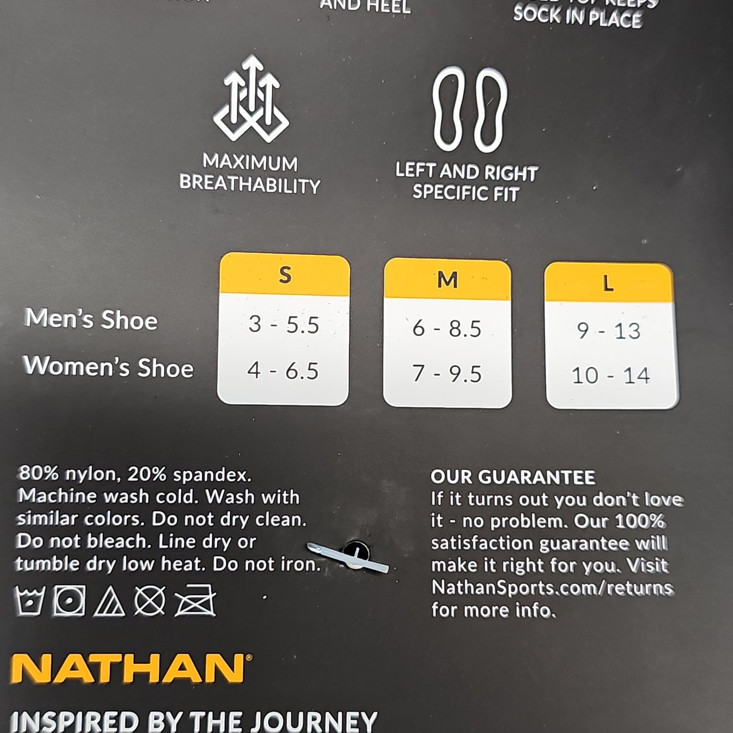 NATHAN Speed Knee High Compression Socks Sz L Black NS10660-00001-L (New)