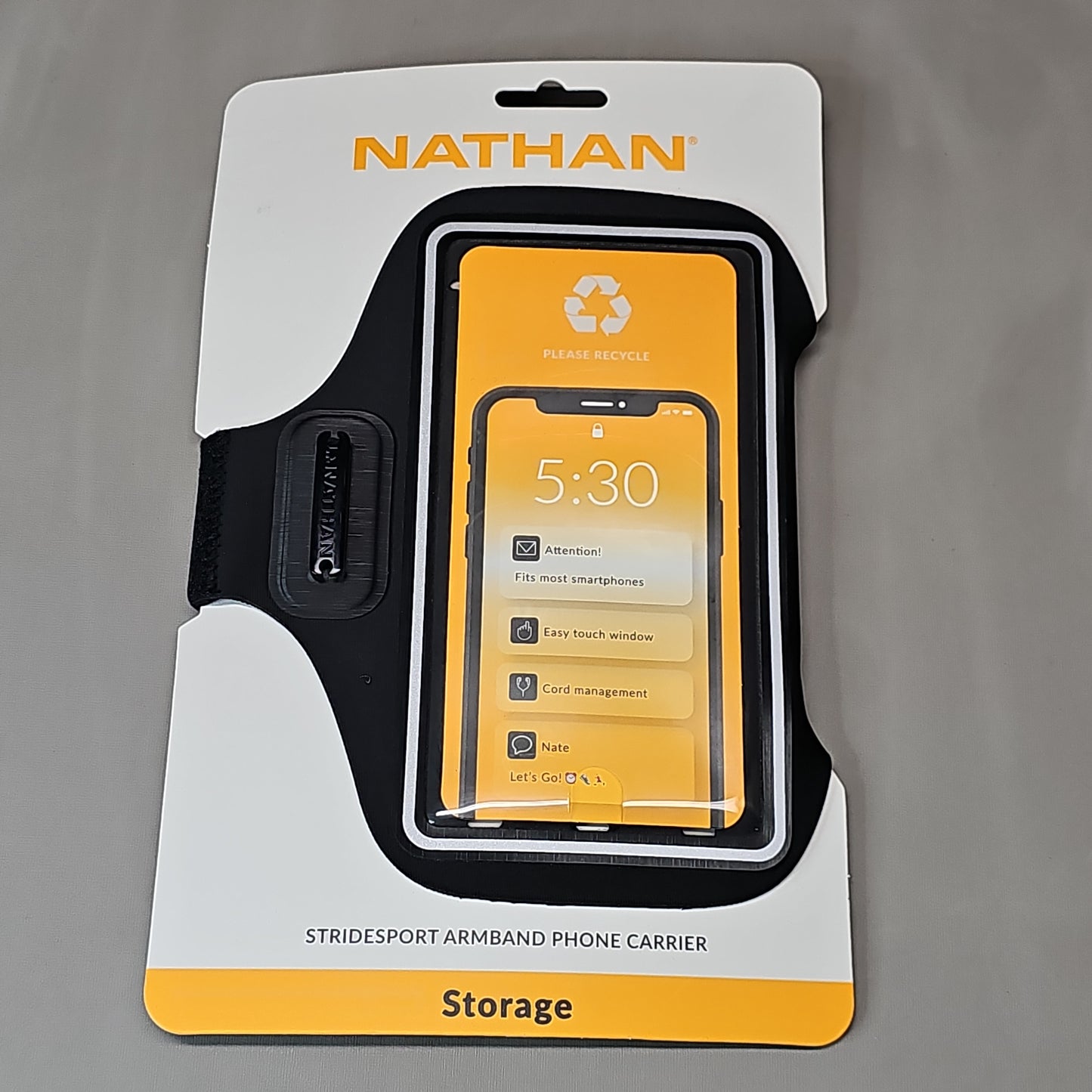 NATHAN Stridesport Armband Phone Carrier Black NS4947-0015-00 (New)