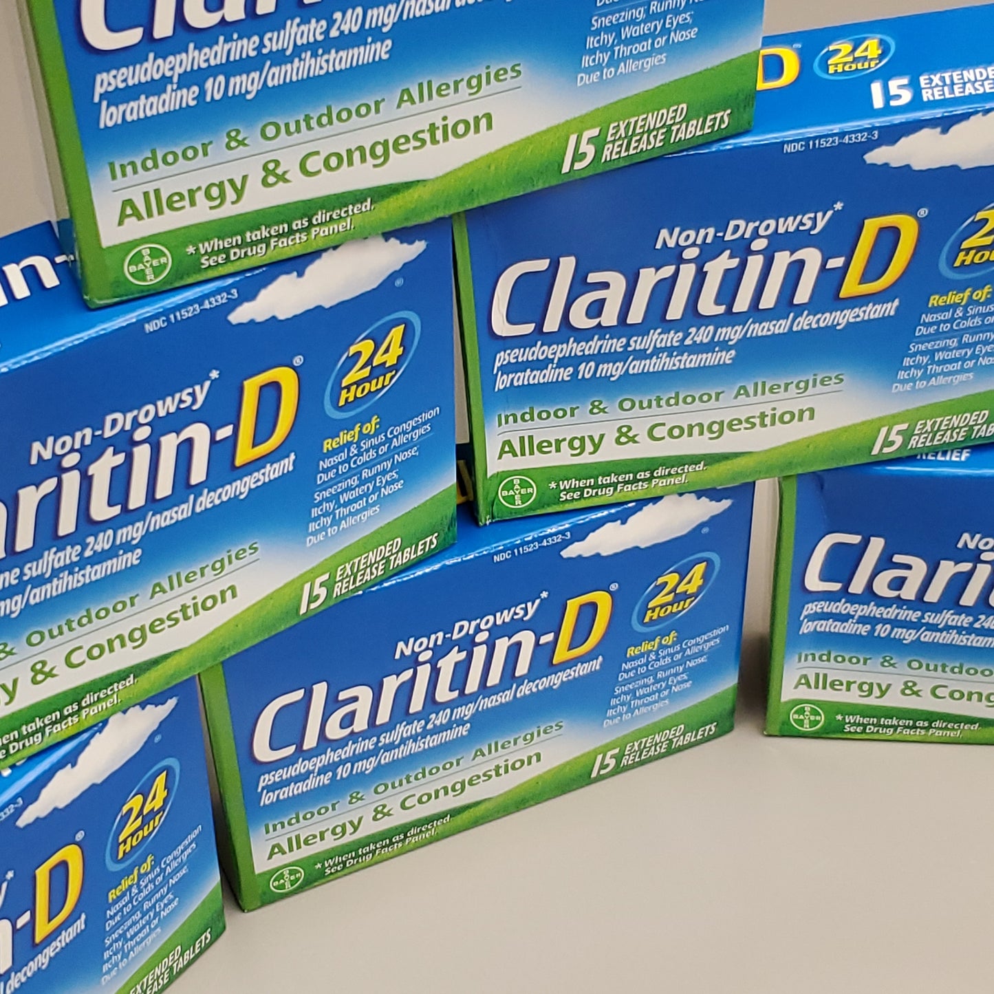 ZA@ BAYER 6PK! Claritin-D 24 Hours Non-Drowsy Allergy & Congestion 15 Tablets (07/25)