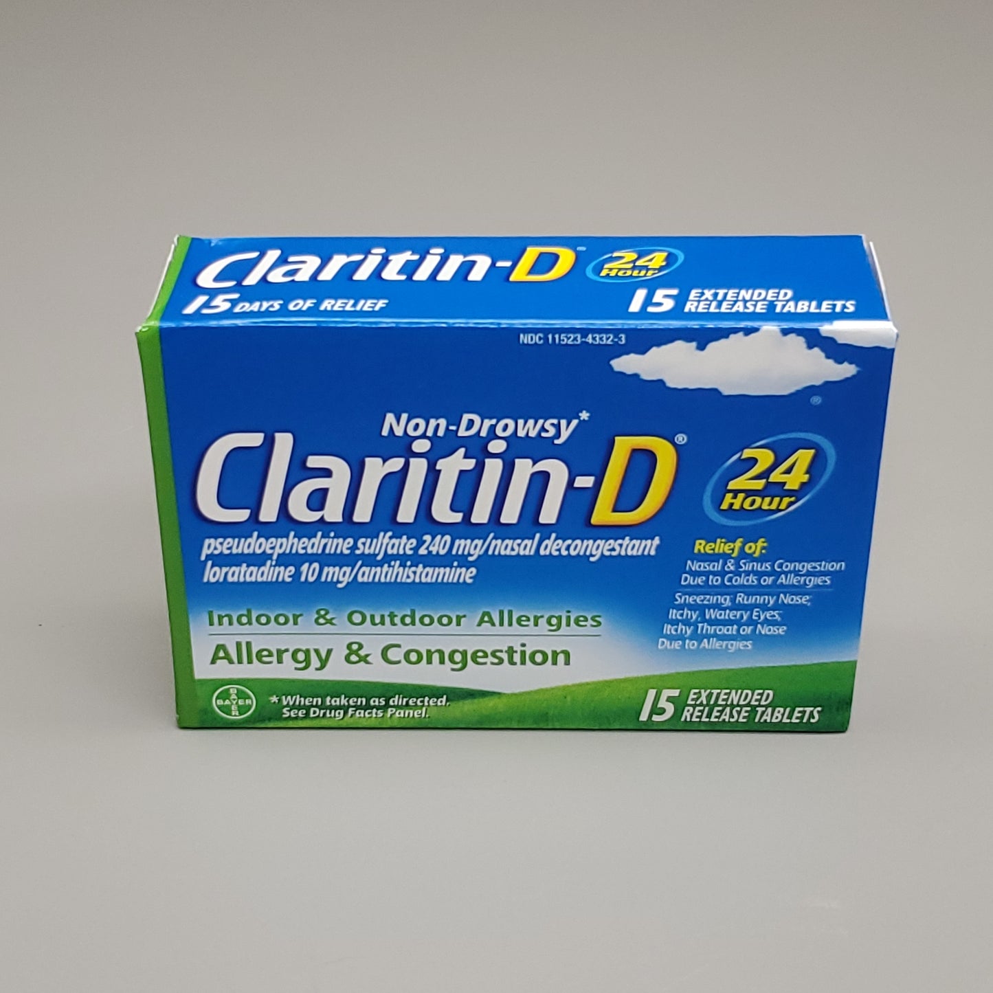 ZA@ BAYER 6PK! Claritin-D 24 Hours Non-Drowsy Allergy & Congestion 15 Tablets (07/25)