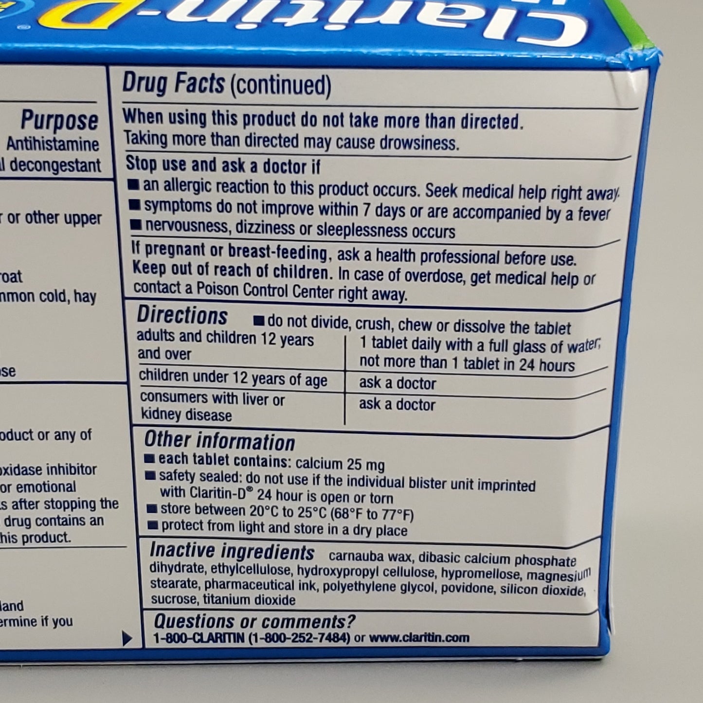 ZA@ BAYER 6PK! Claritin-D 24 Hours Non-Drowsy Allergy & Congestion 15 Tablets (07/25)