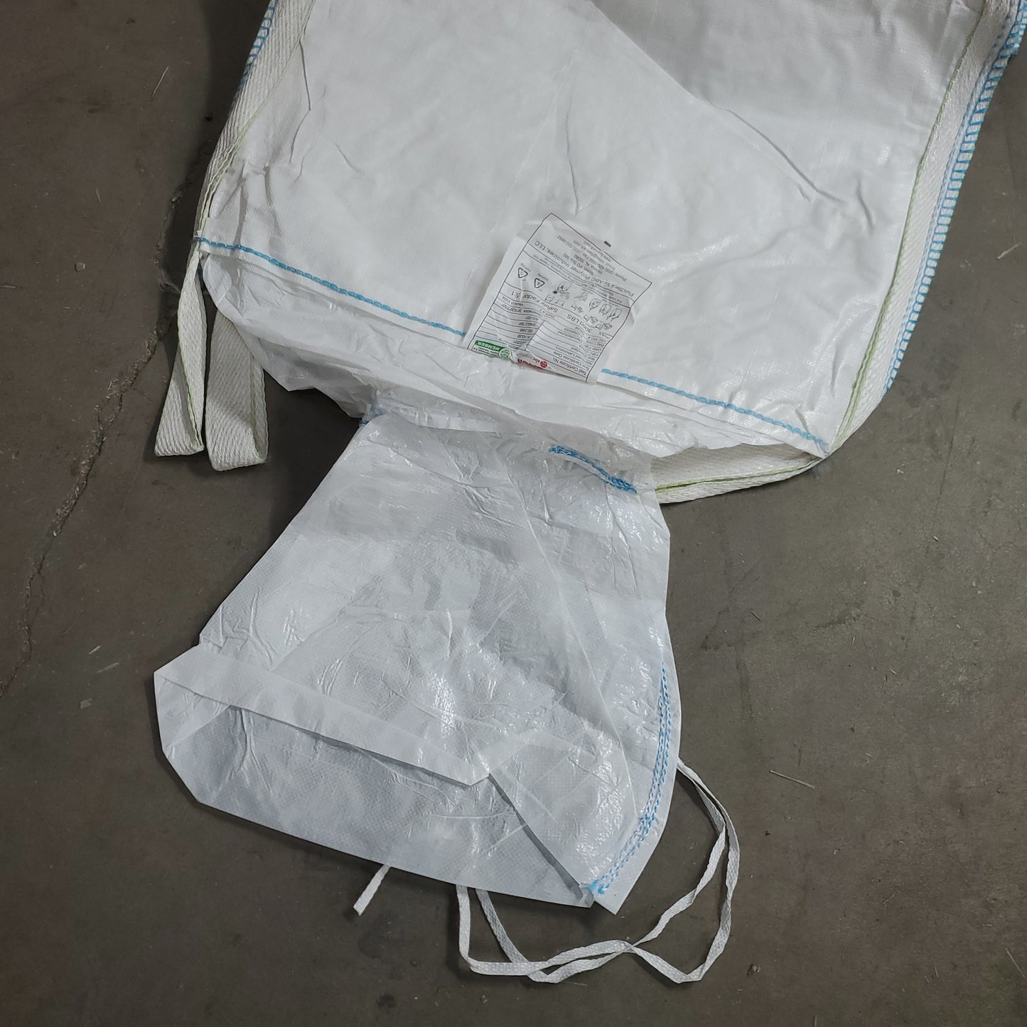 ABC Polymer Industries FlexSack Bulk Bag White 3000 lbs 35" X 39" X 50" Spout on Top & Bottom (New)