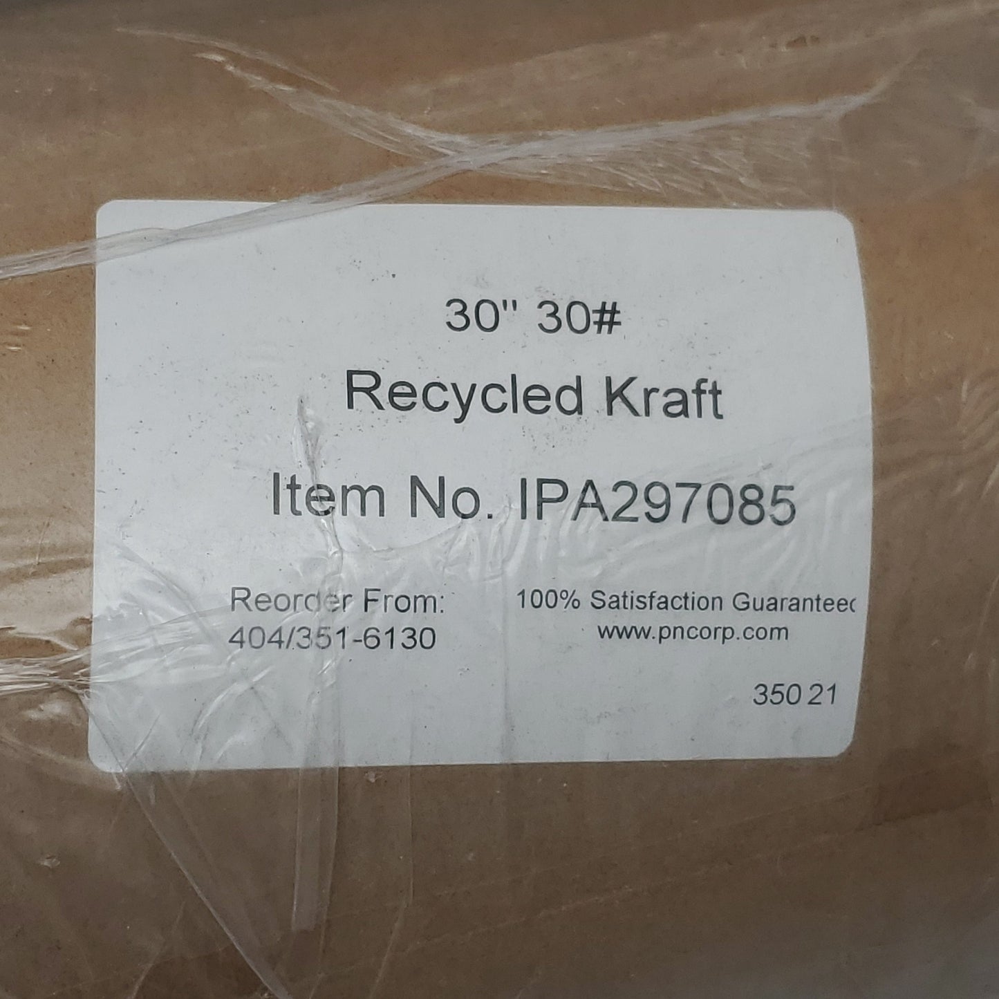 ZA@ PIEDMONT NATIONAL Recycled Kraft Paper 30" x 1200' 30 lb Brown IPA297085 (New) E