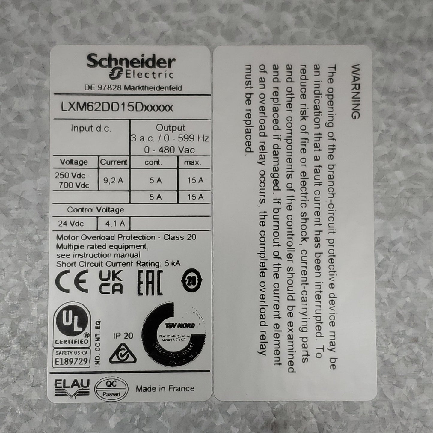 SCHNEIDER ELECTRIC Lexium Servo Drive LXM 62 D LXM62DD15Dxxxxx (New Other)